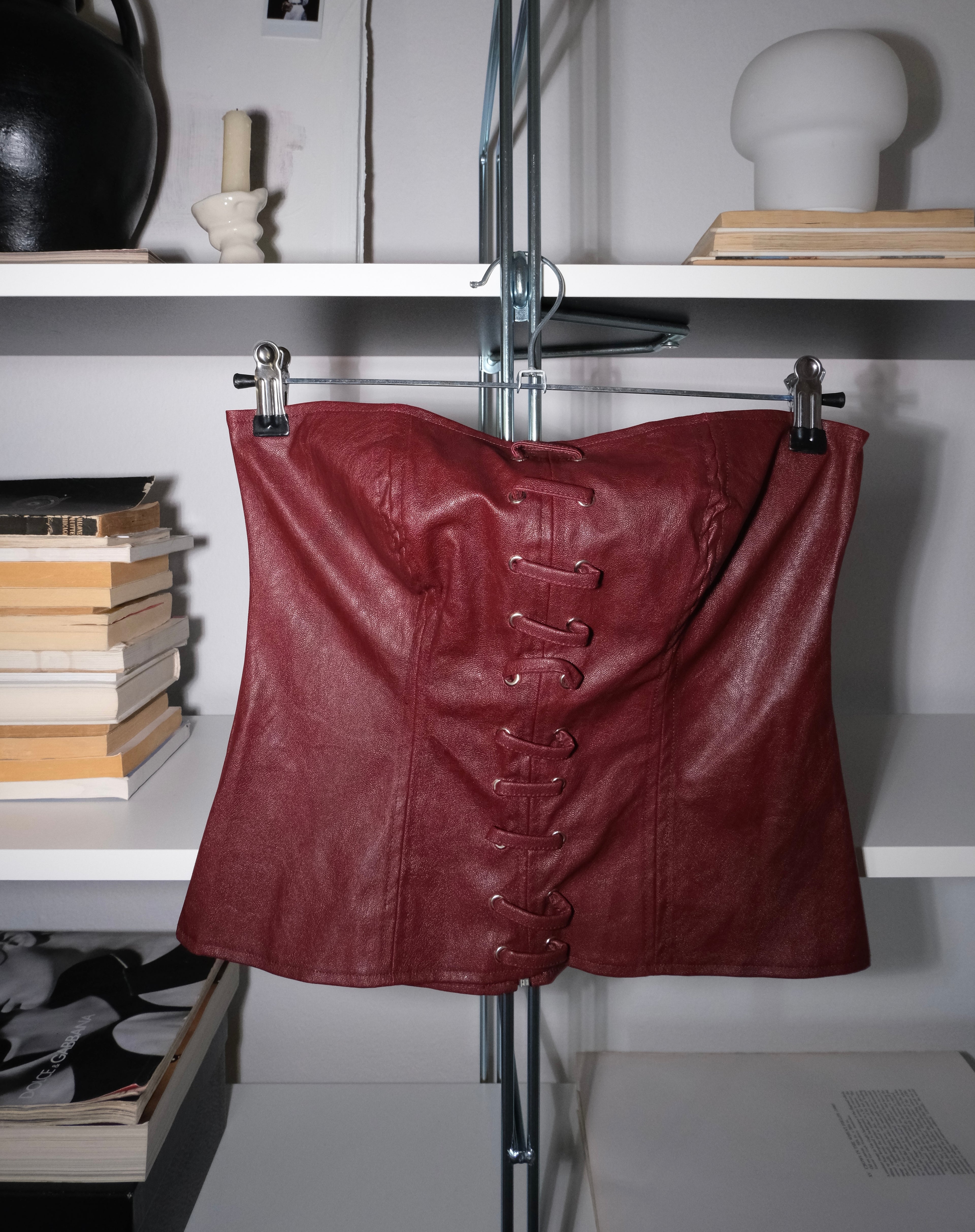 Burgundy Leather Bustier