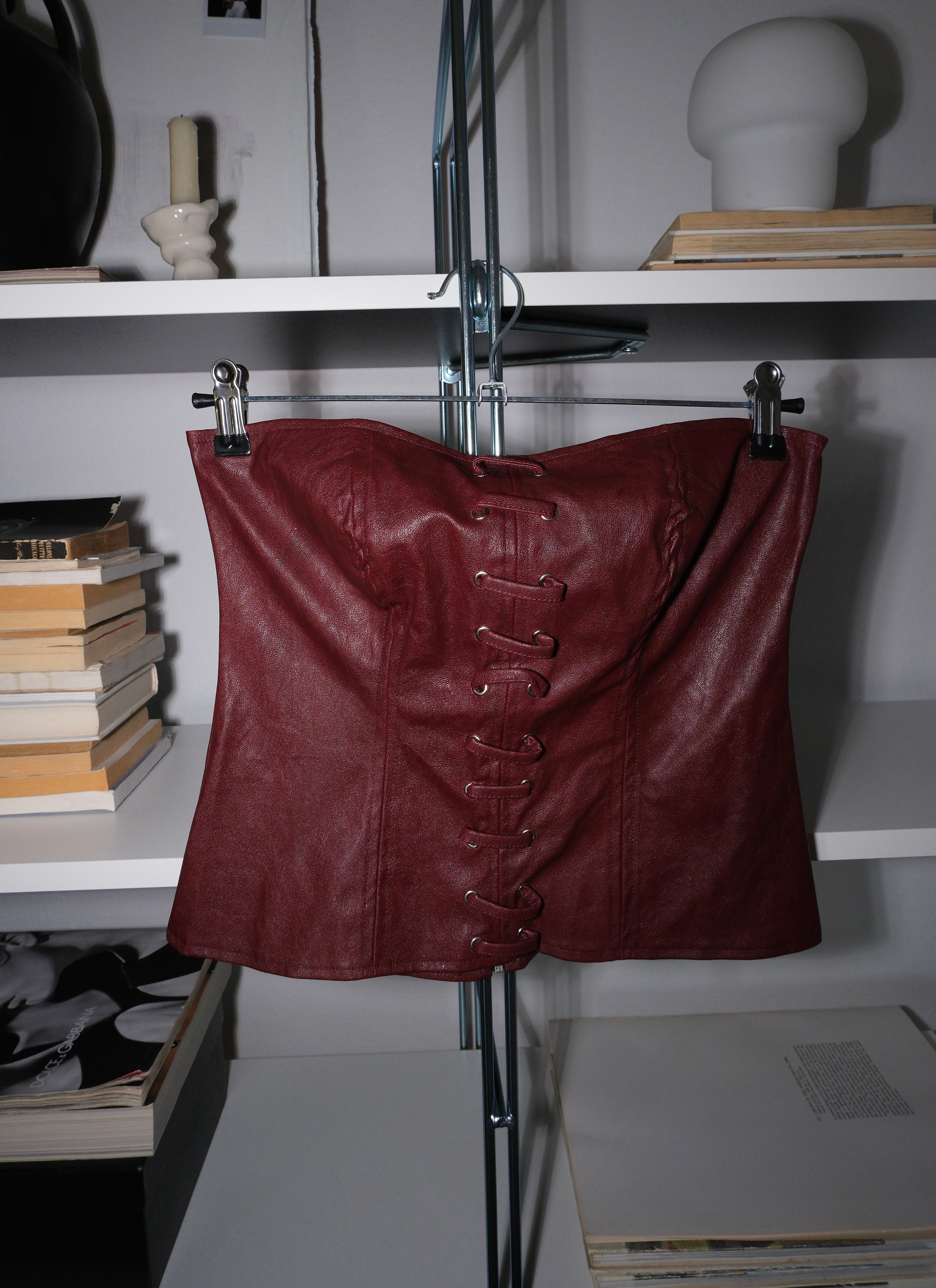 Burgundy Leather Bustier