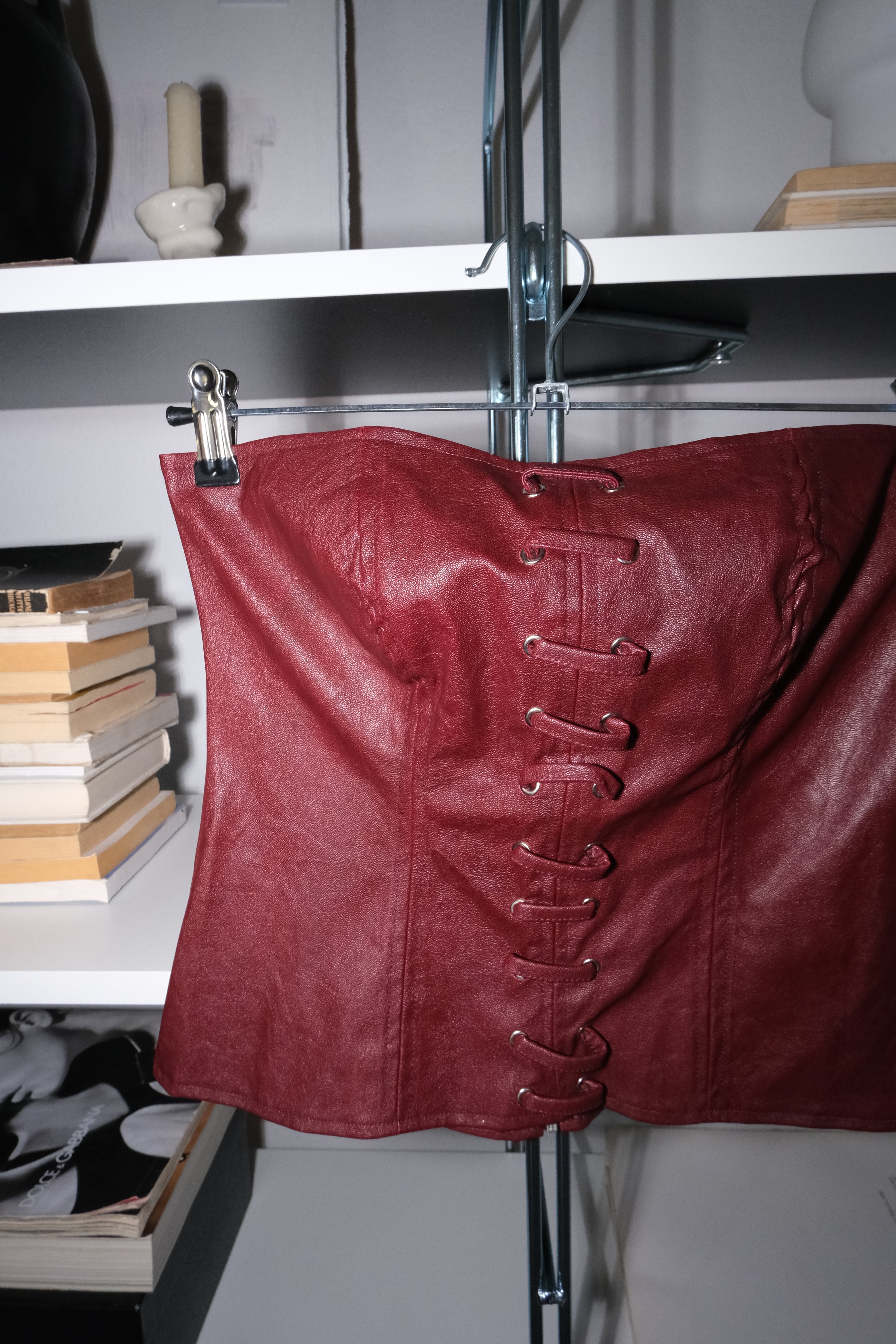 Burgundy Leather Bustier