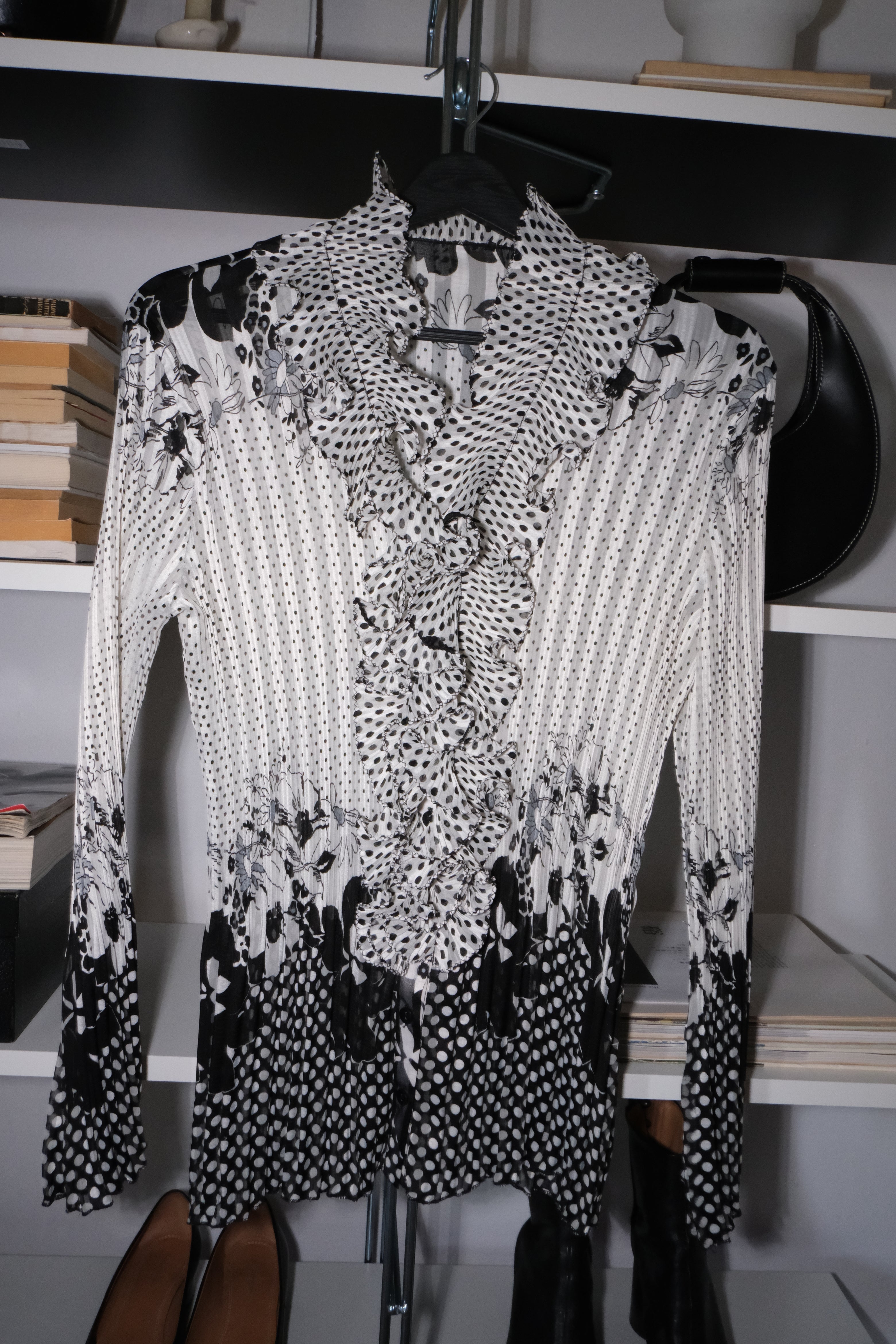 Polka Dot Floral Patterned Shirt
