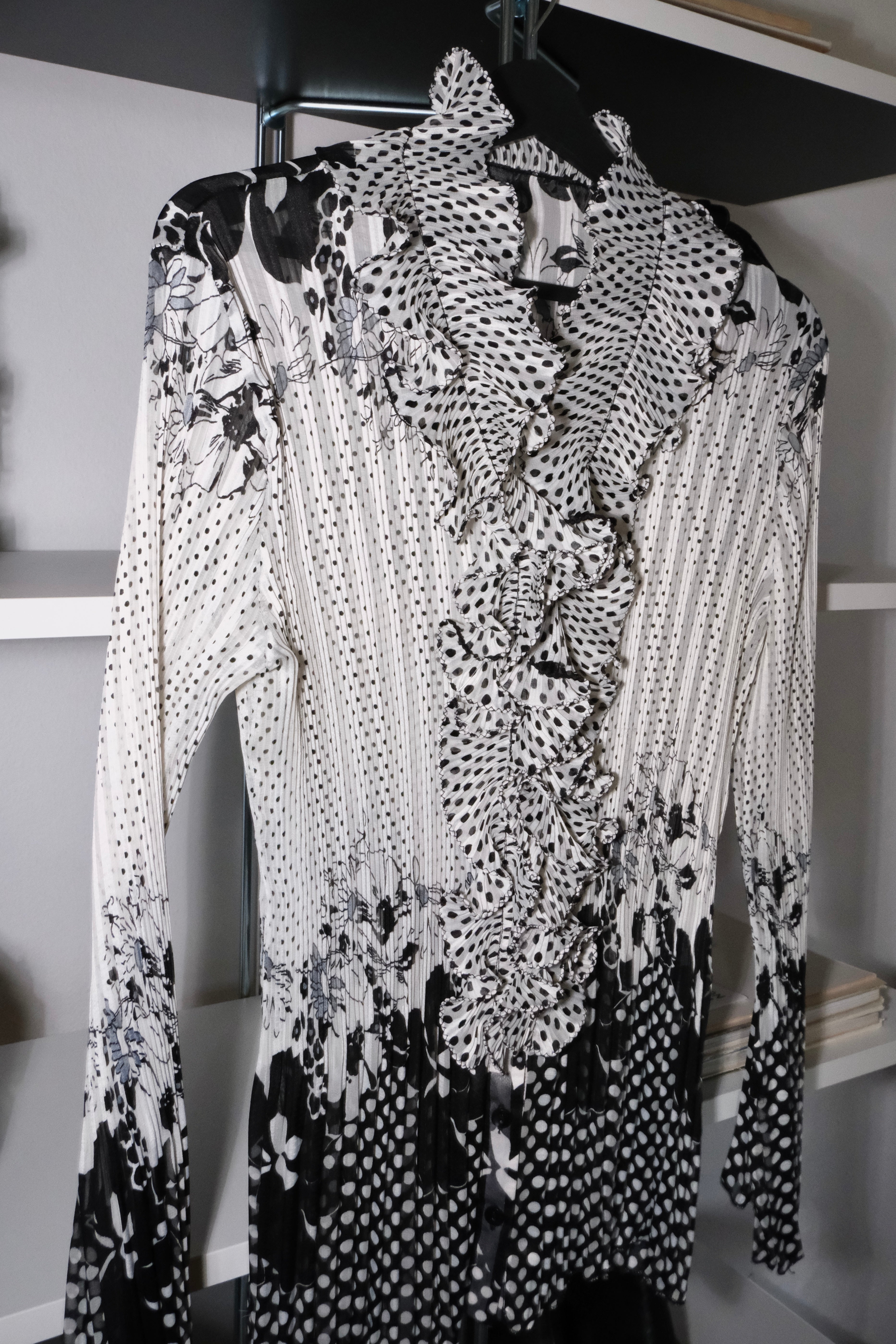 Polka Dot Floral Patterned Shirt