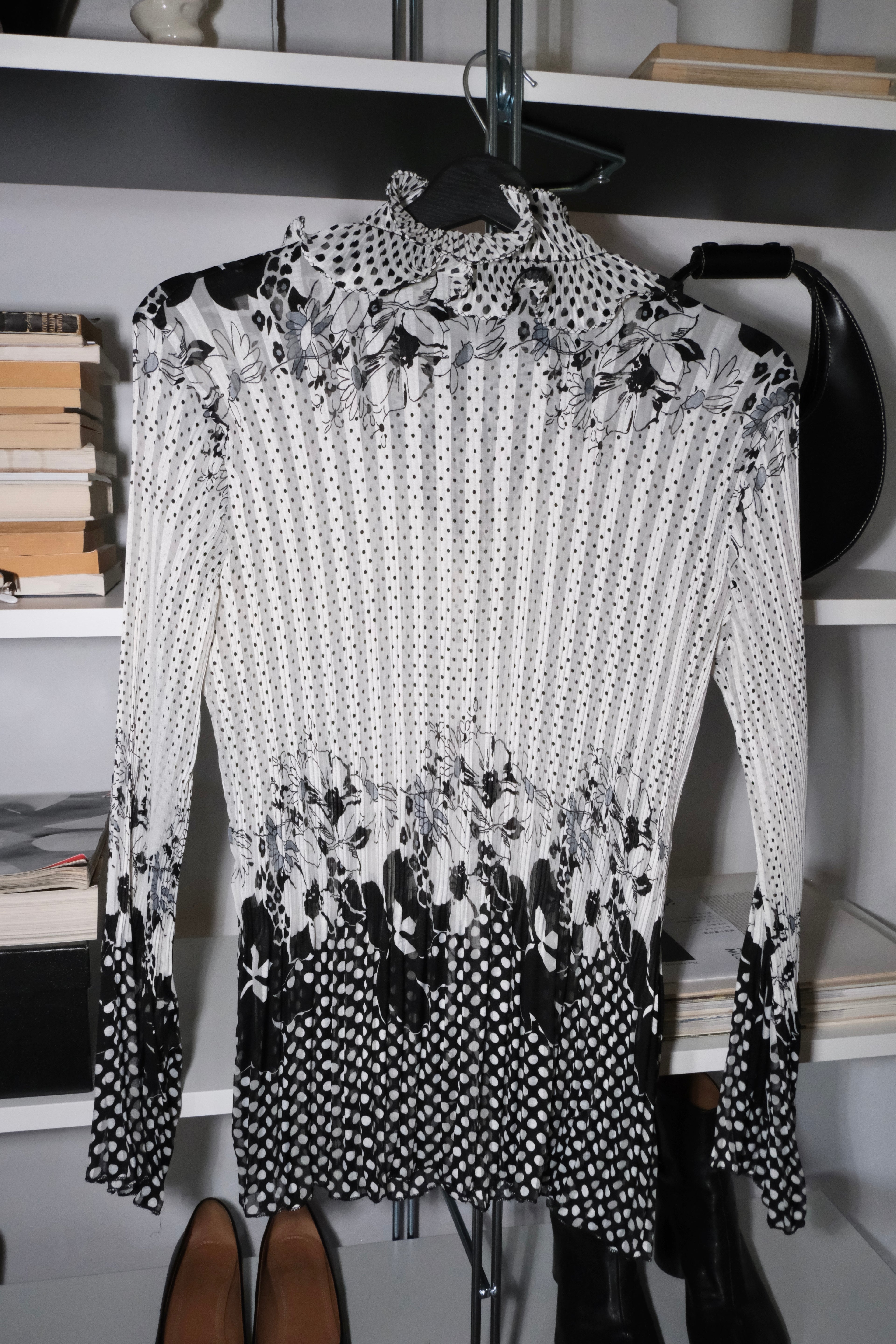 Polka Dot Floral Patterned Shirt
