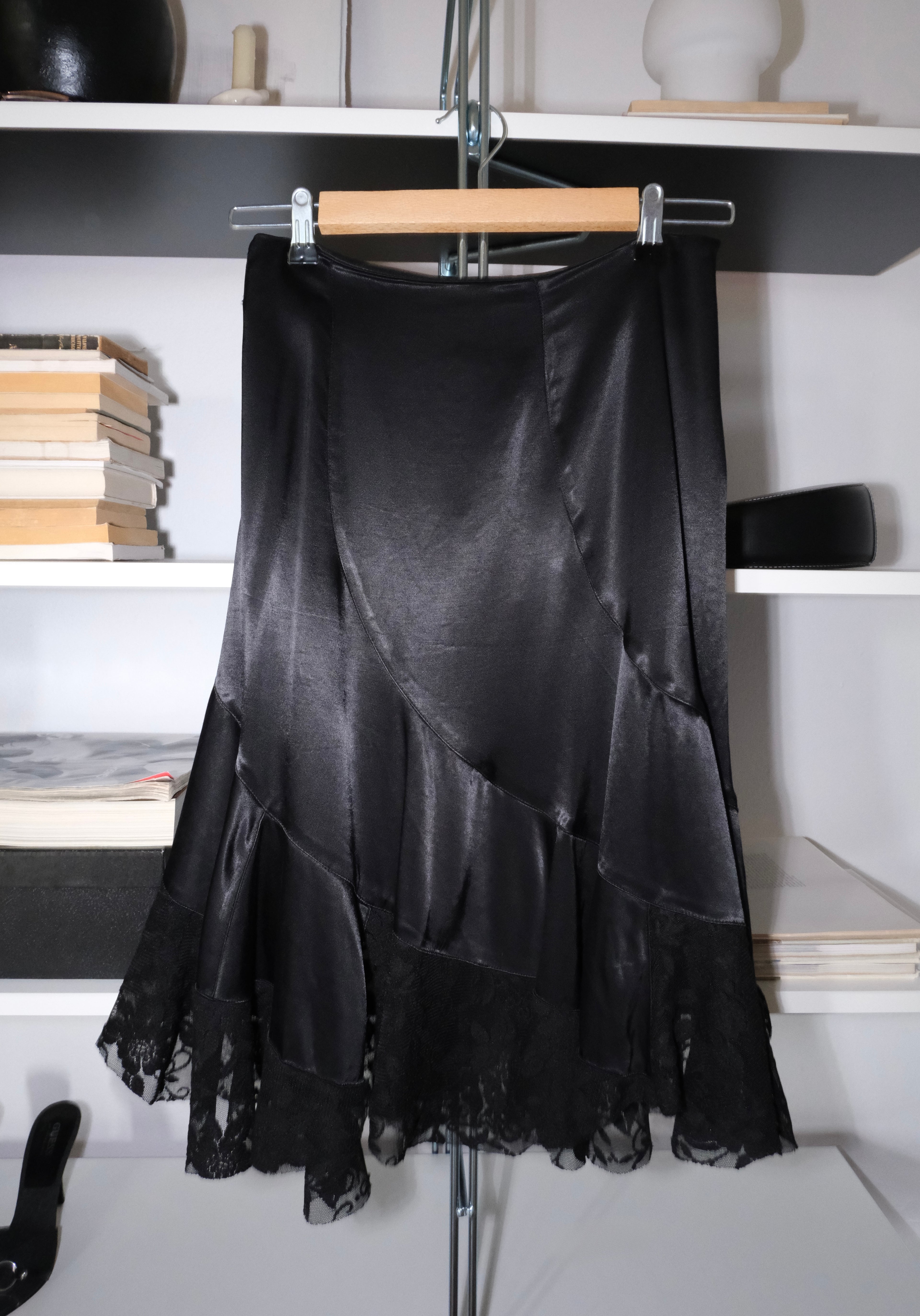 Flounced Satin Skirt