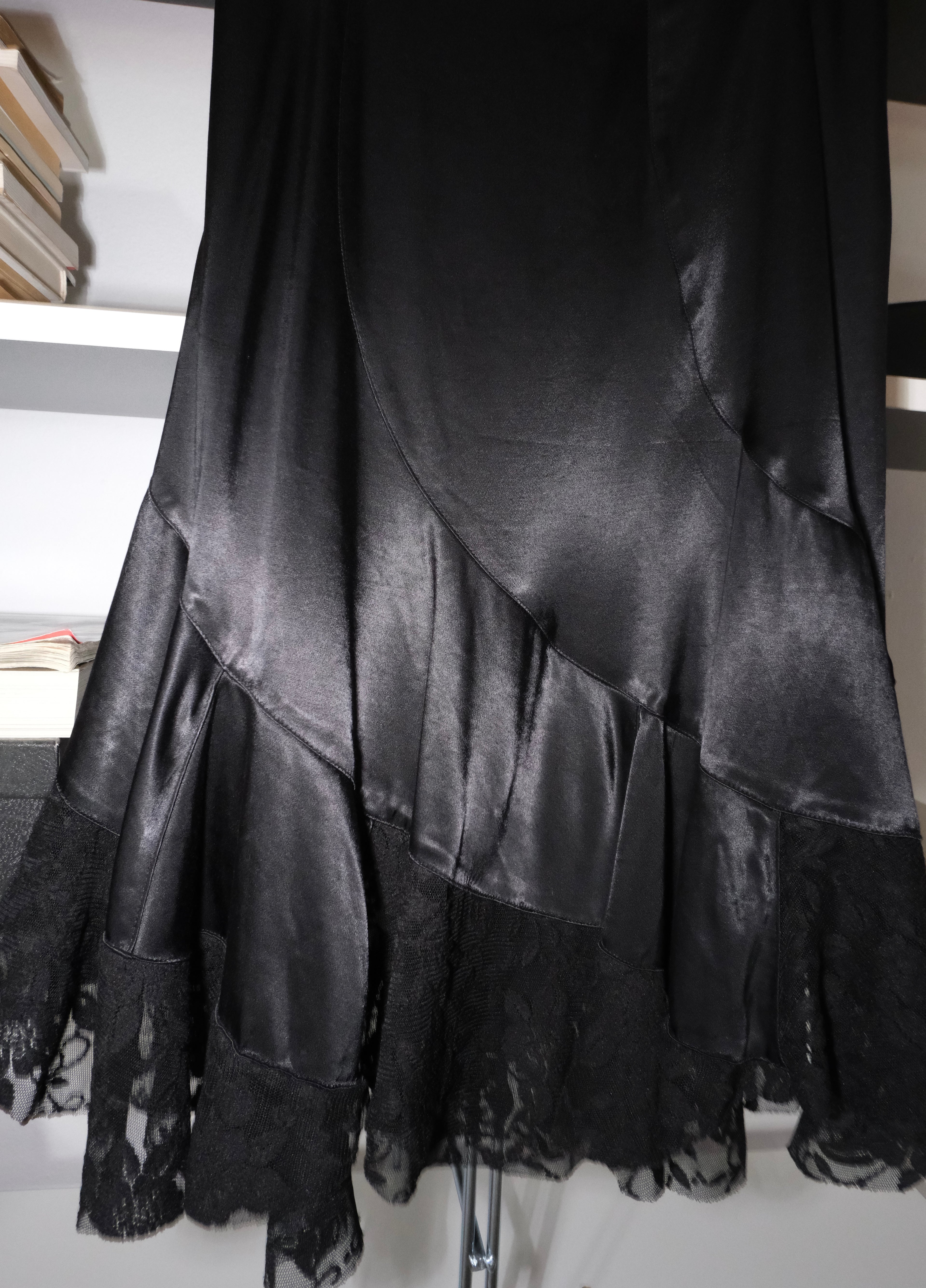 Flounced Satin Skirt