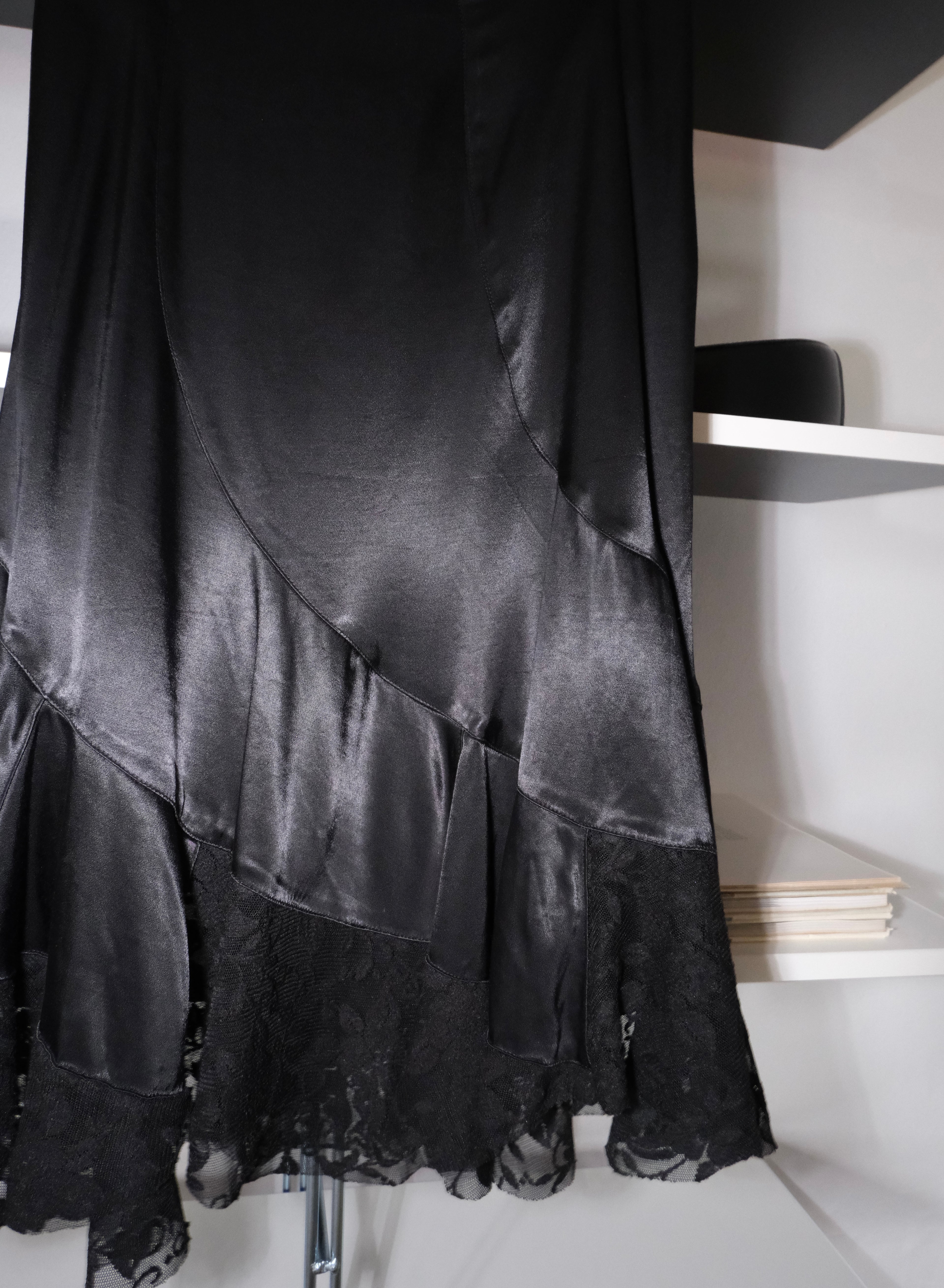 Flounced Satin Skirt