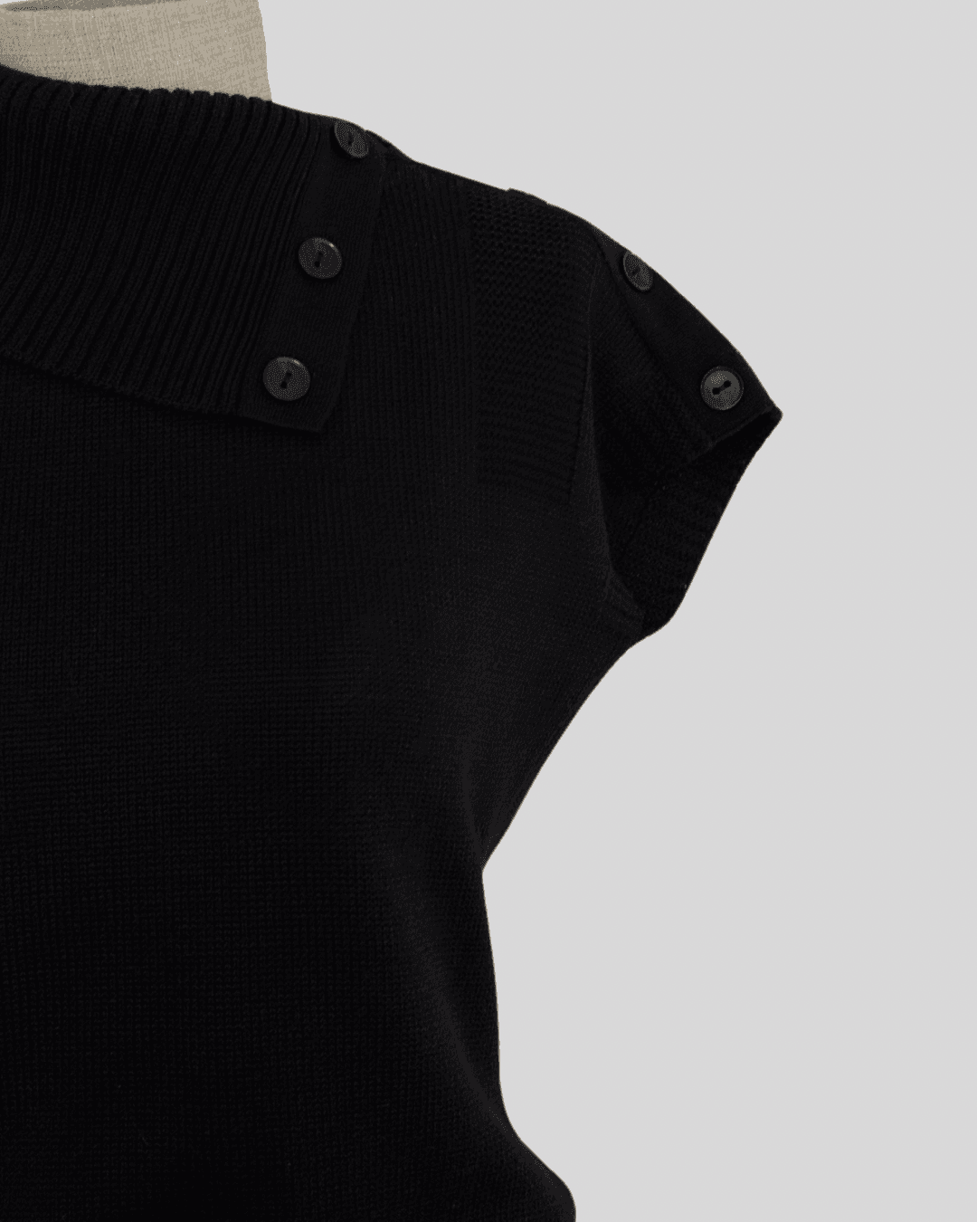 Asymmetrical Collar Black Dress