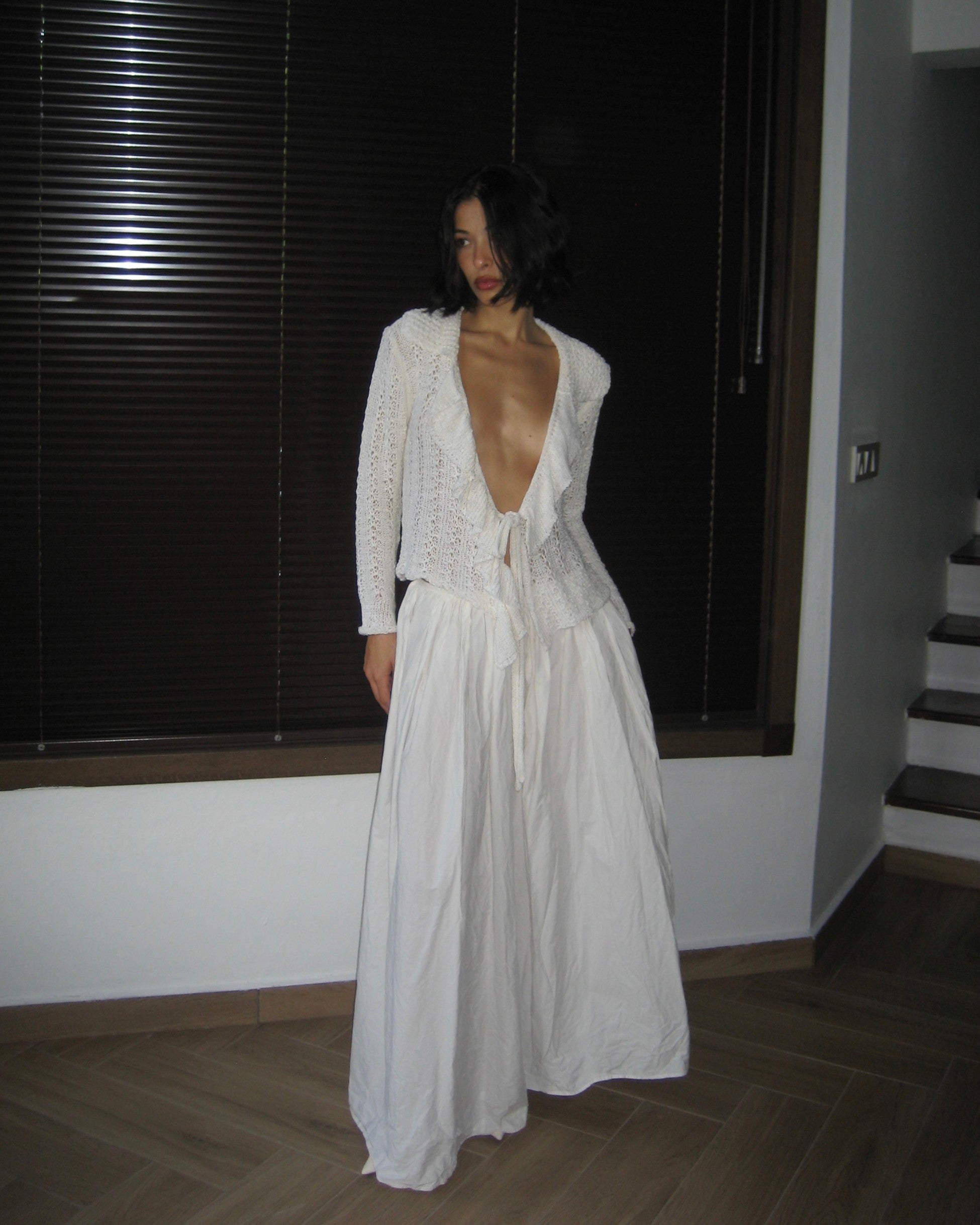 Tied White Cardigan
