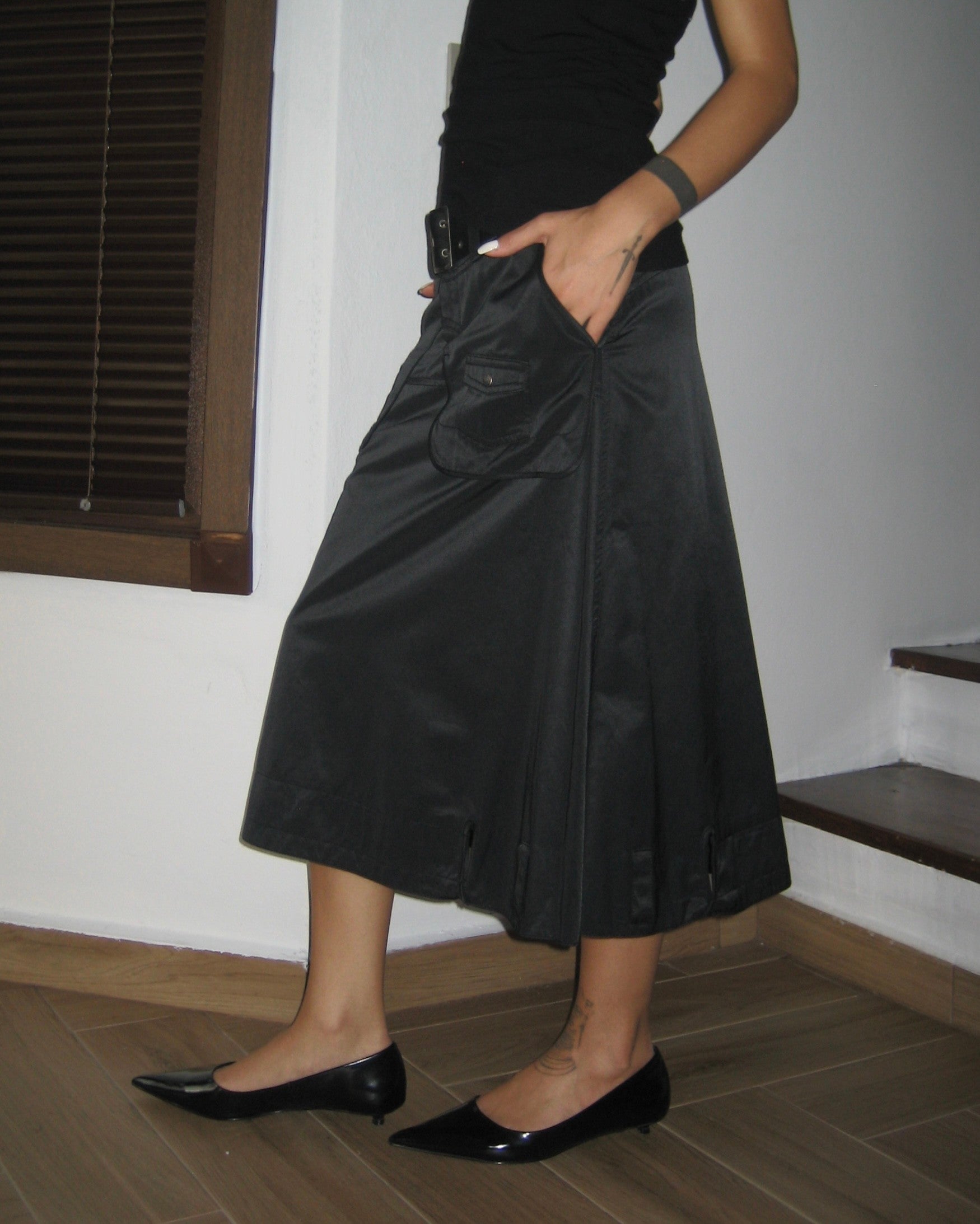 Belted Black Skirt