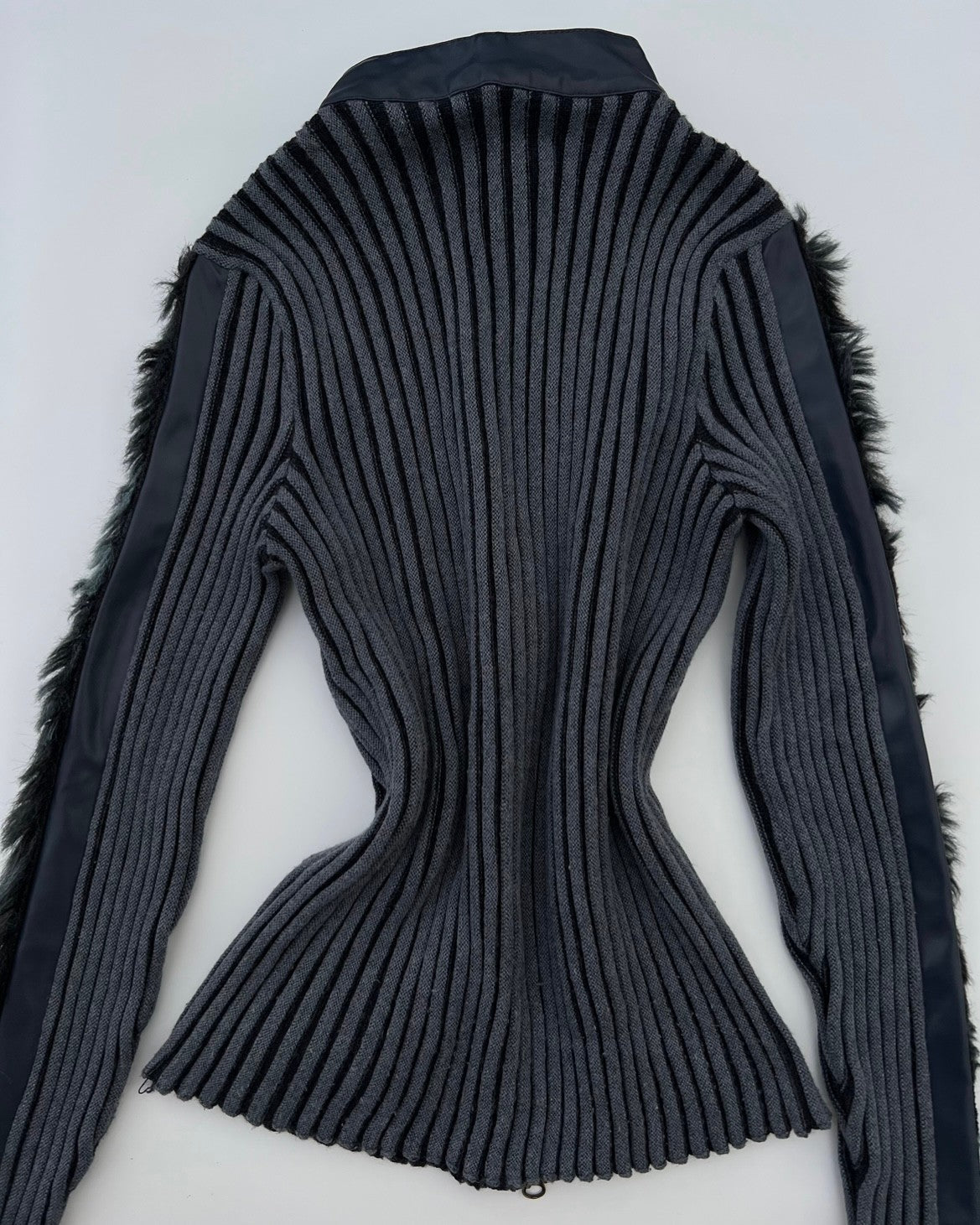 Navy Blue Fur Detailed Cardigan