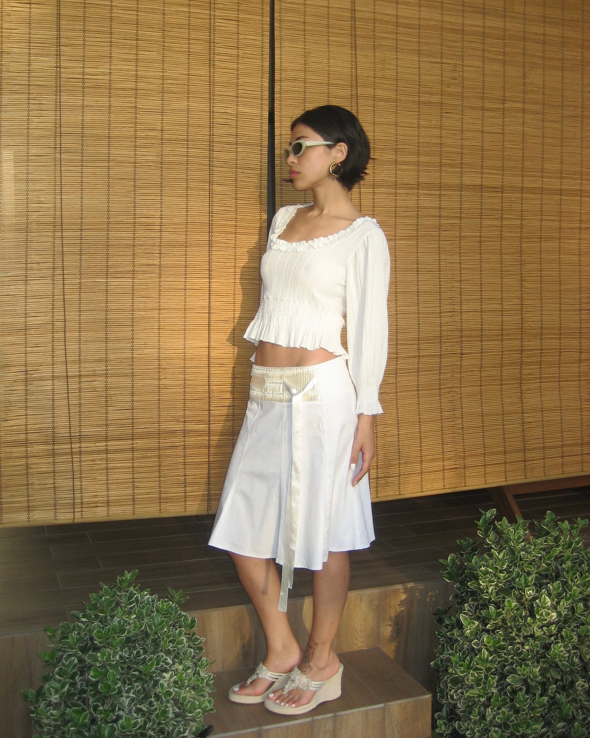 Gathered White Blouse