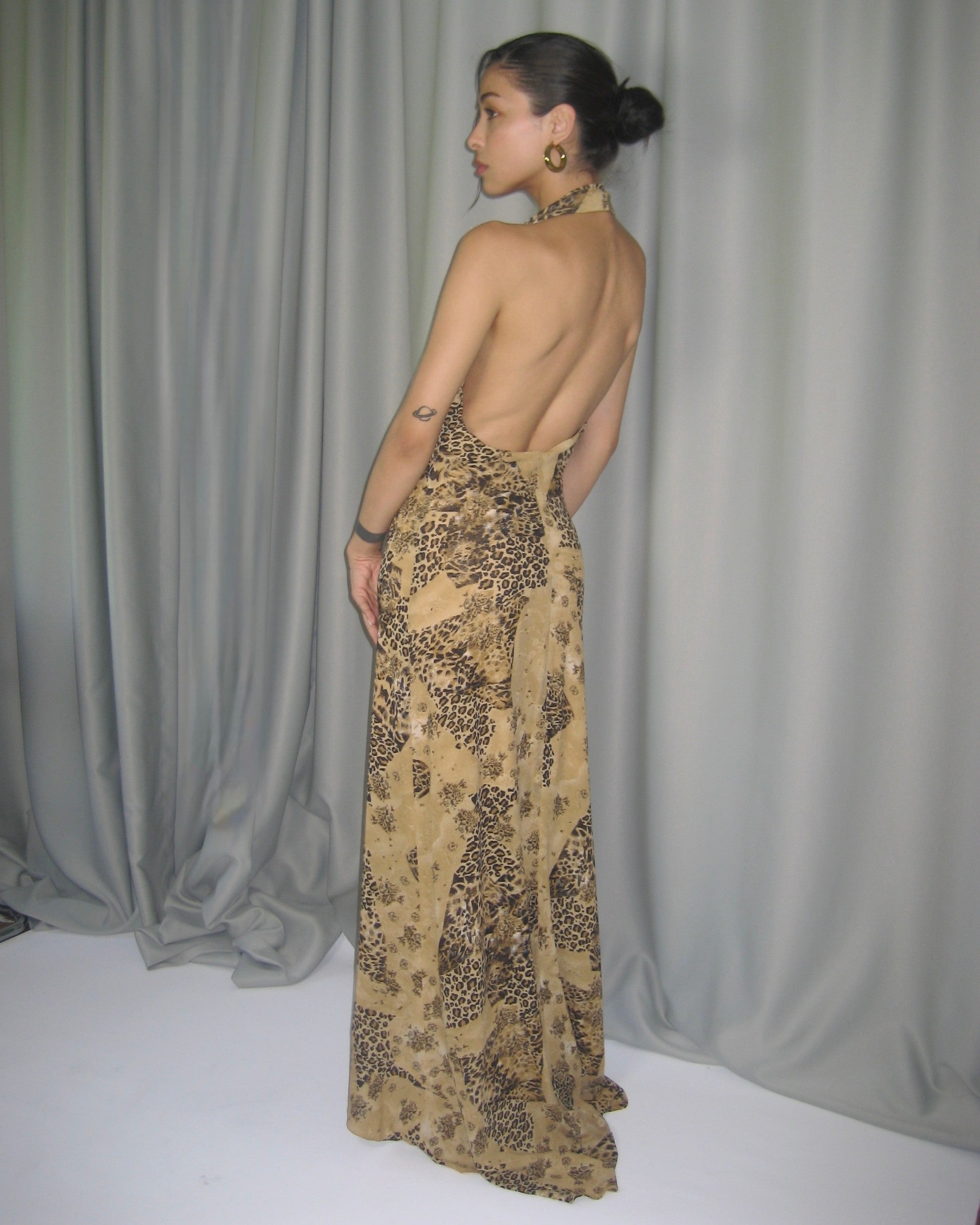 Cowl Neck Leopard Dress