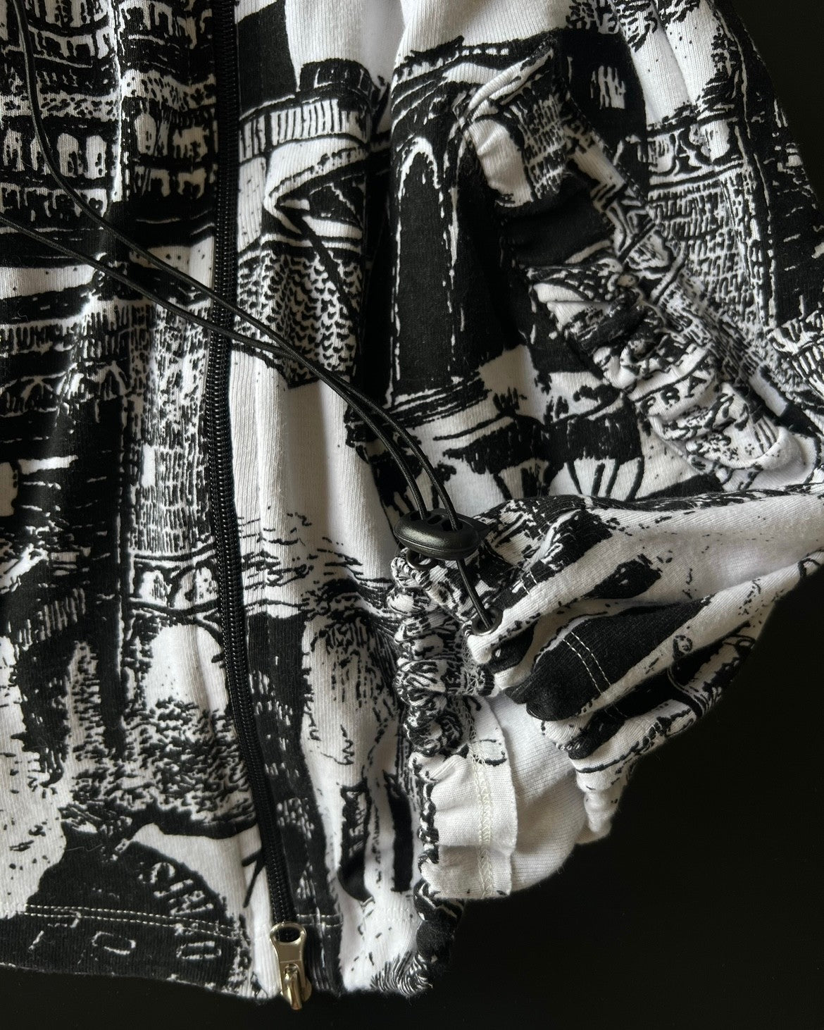 Newspaper Printed Zippered Dress