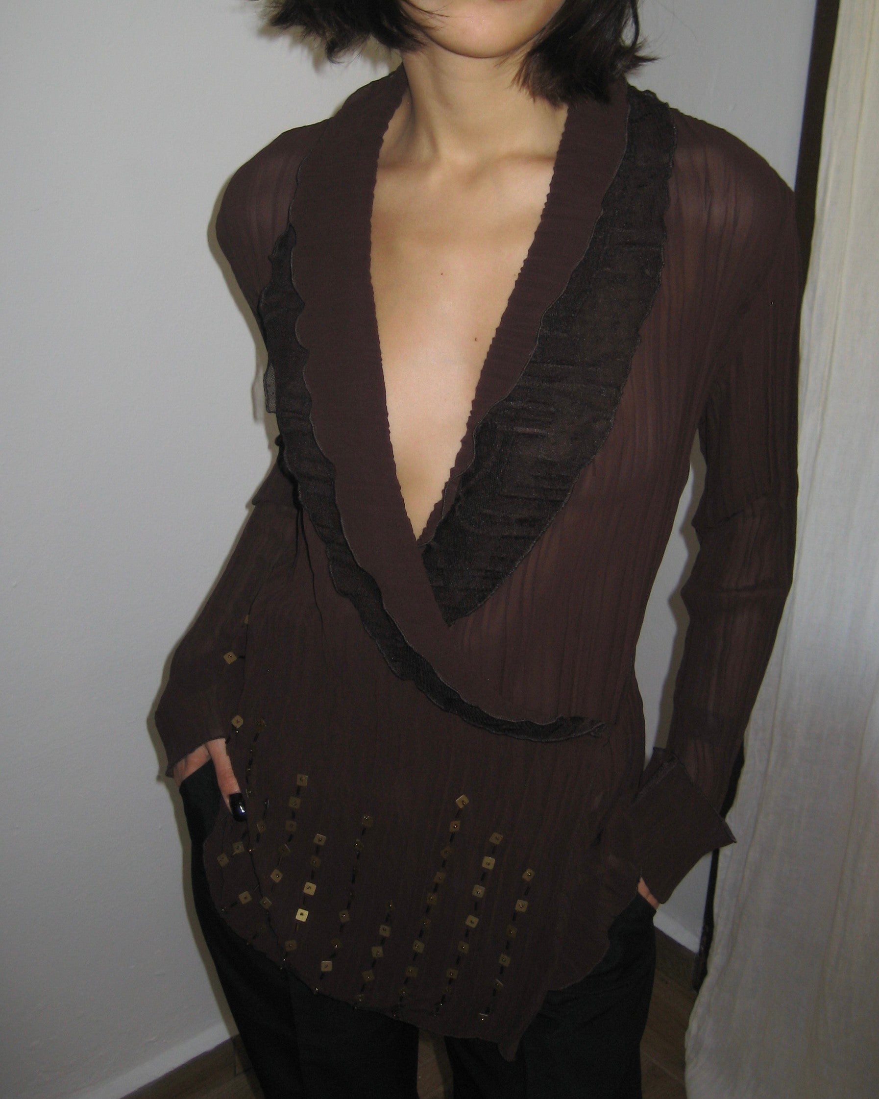 Brown Chiffon Shirt