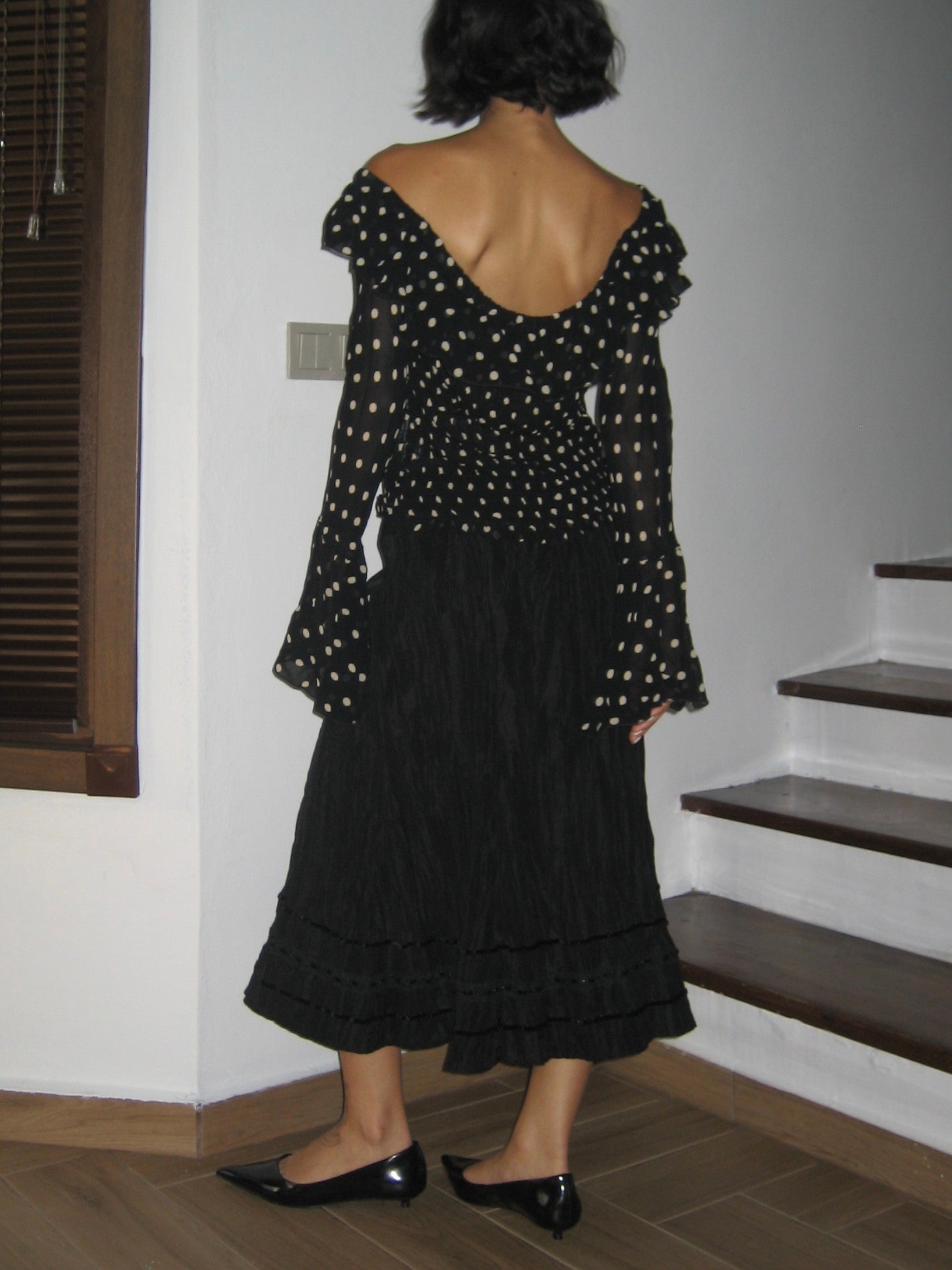 Black Crinkle Skirt