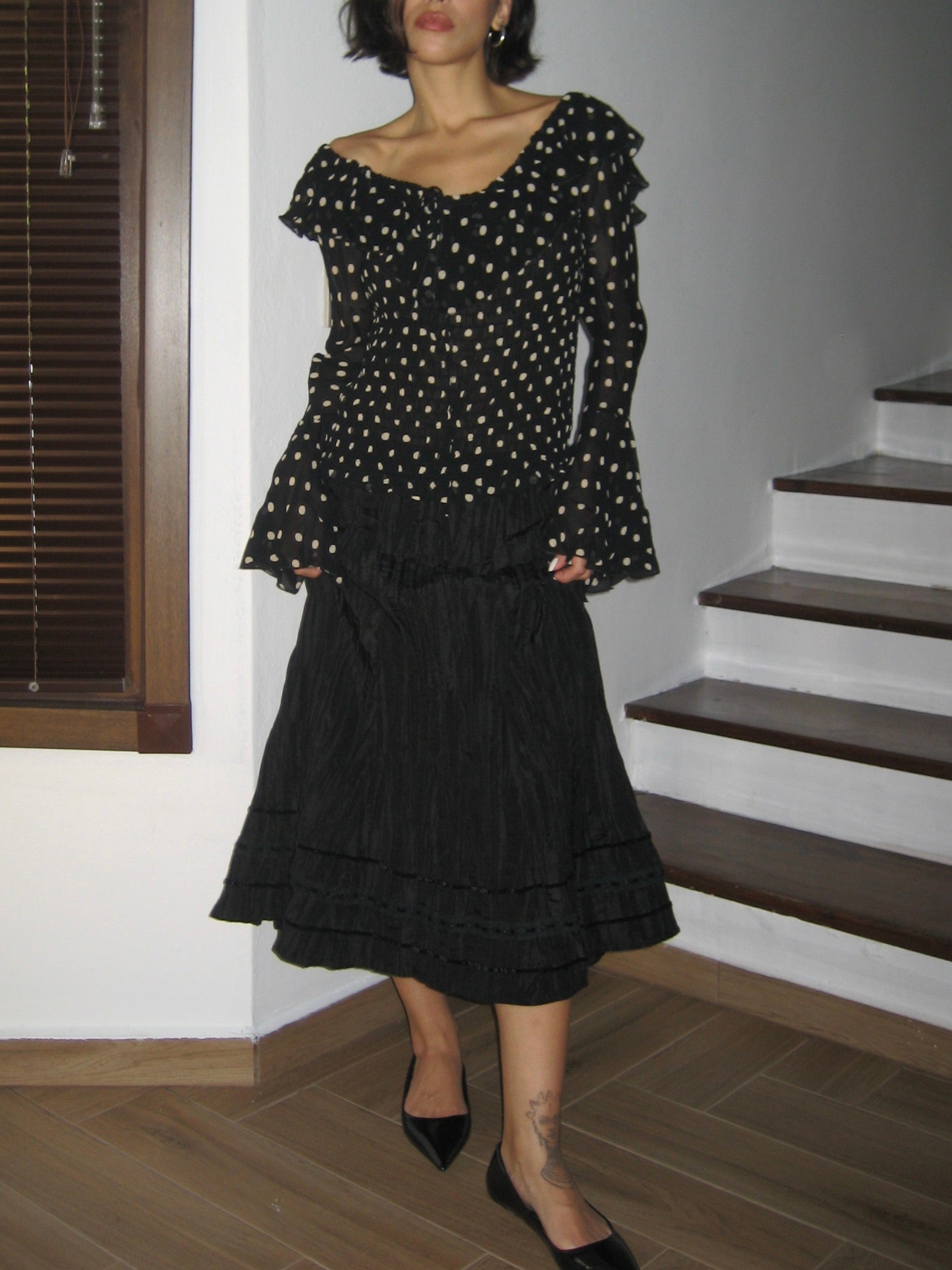 Polka Dot Chiffon Blouse