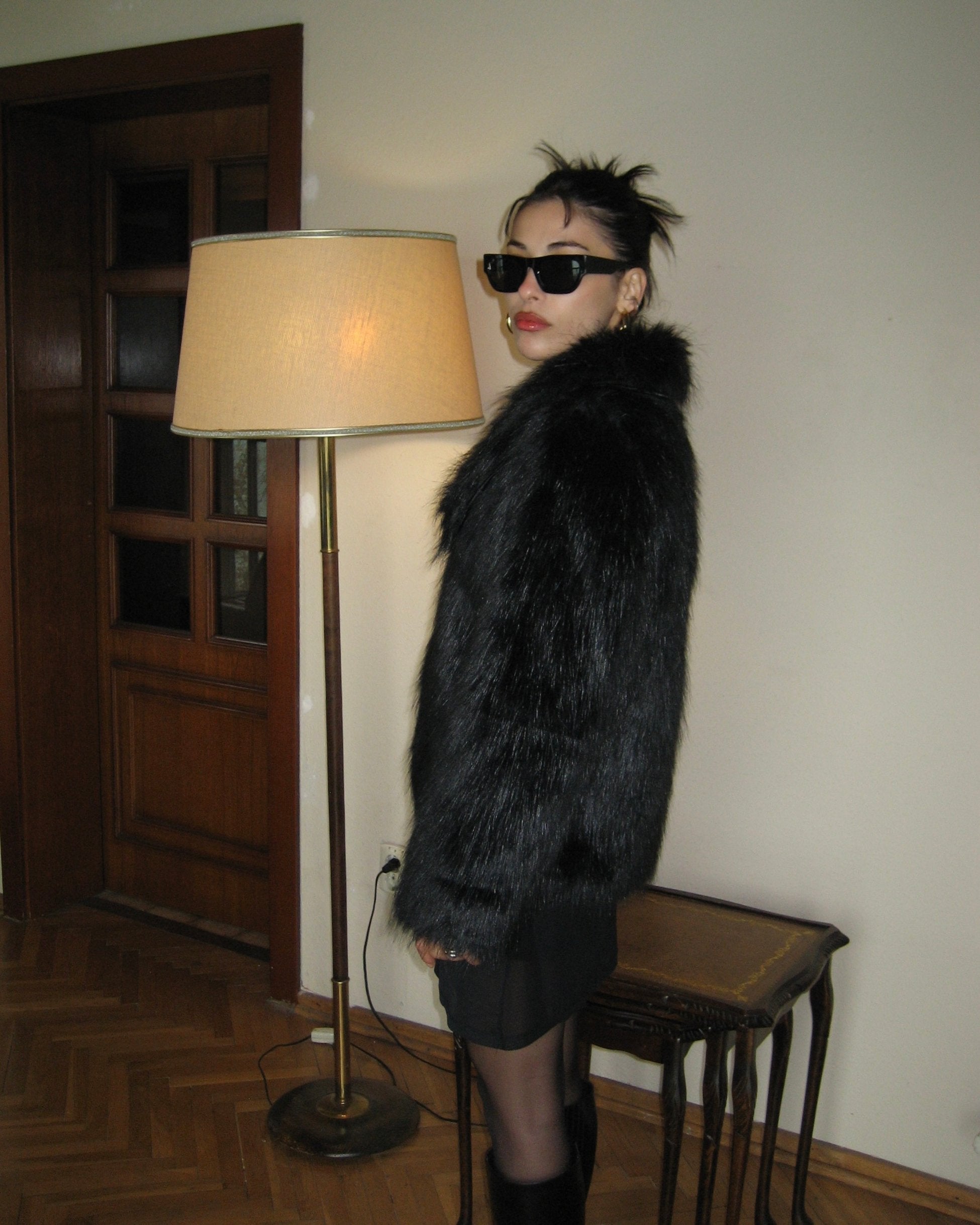 Black Short Plush Jacket
