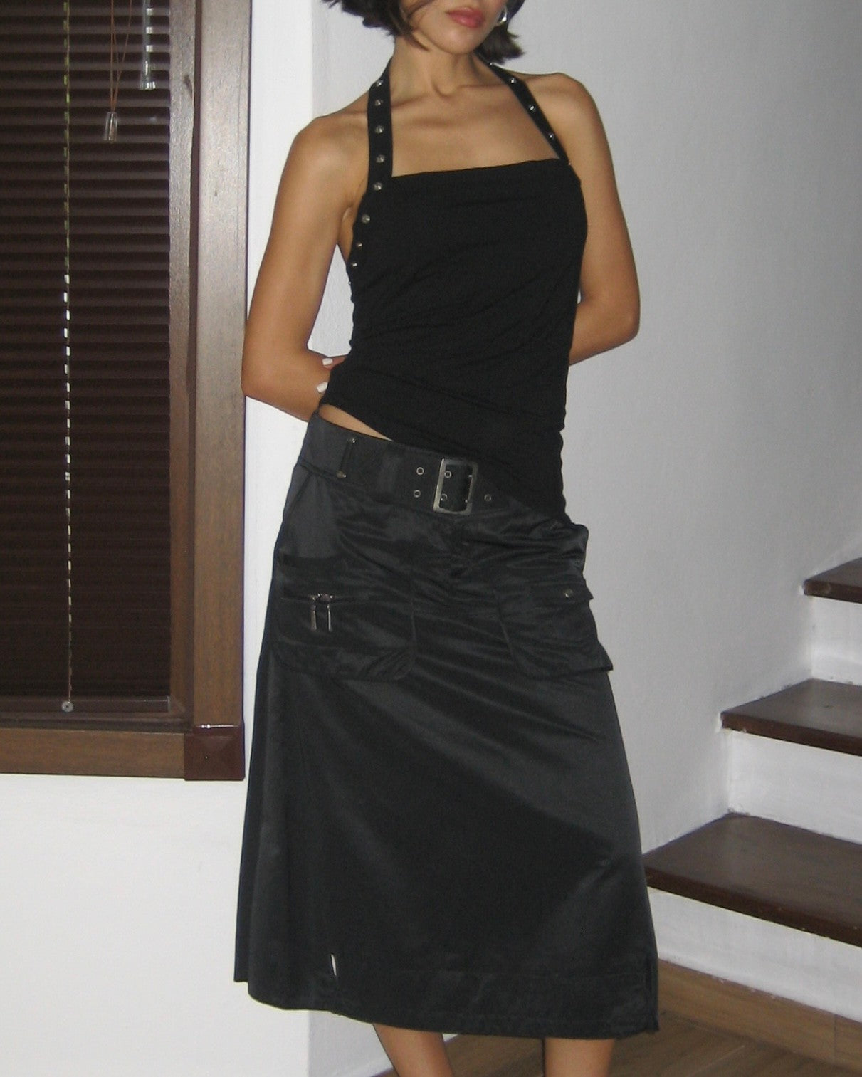 Belted Black Skirt