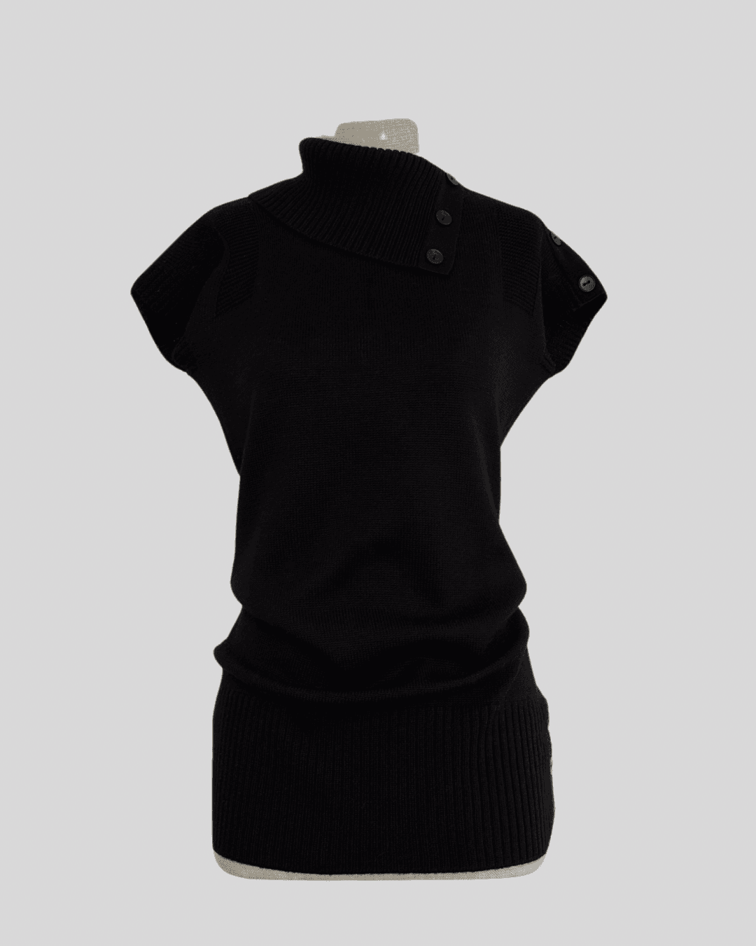 Asymmetrical Collar Black Dress