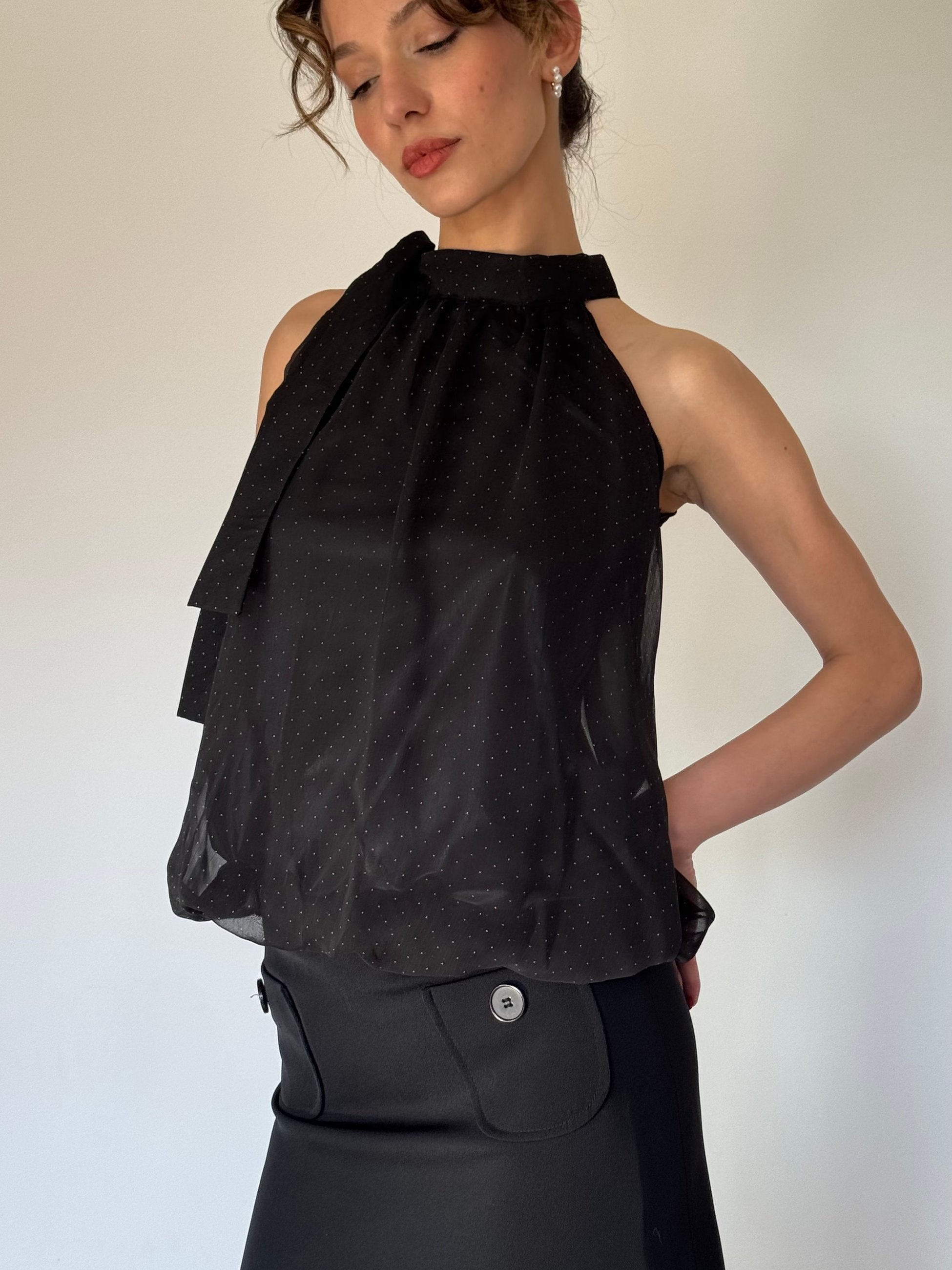Halter Neck Polka Dot Blouse