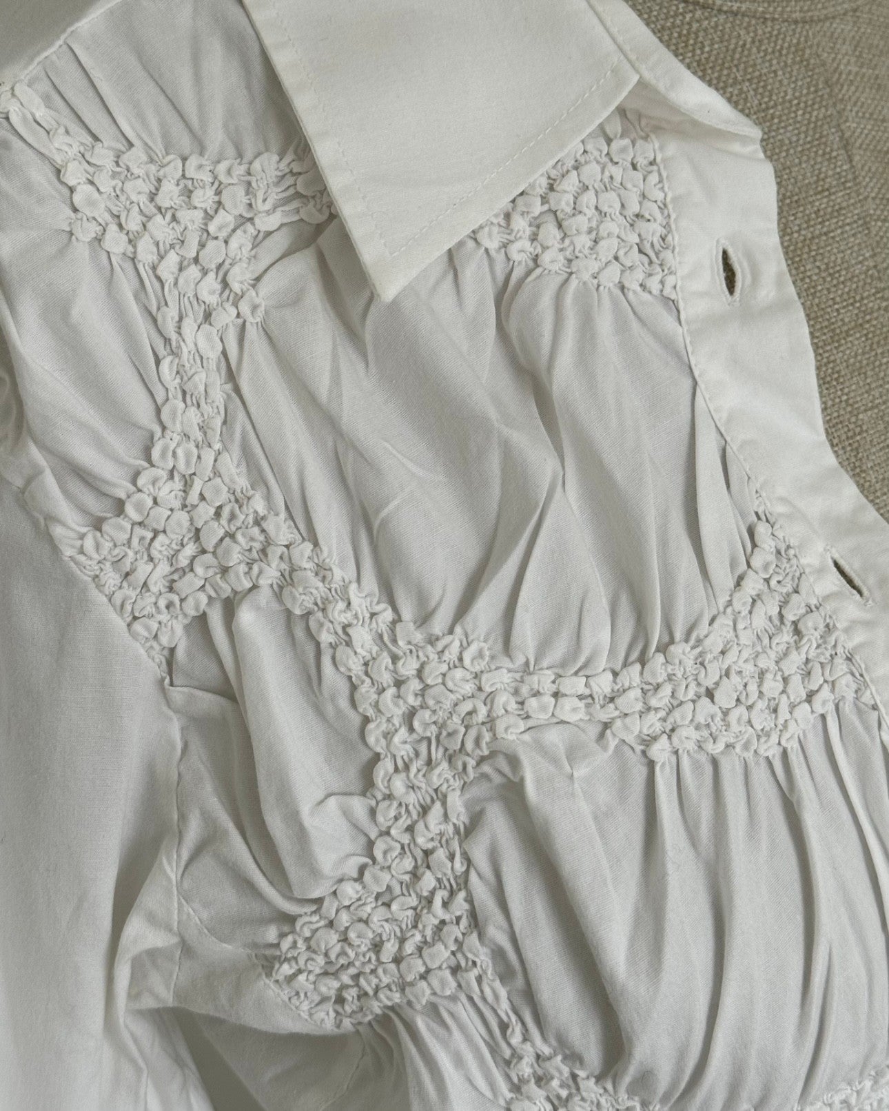 White Shirt with Gathered Detail