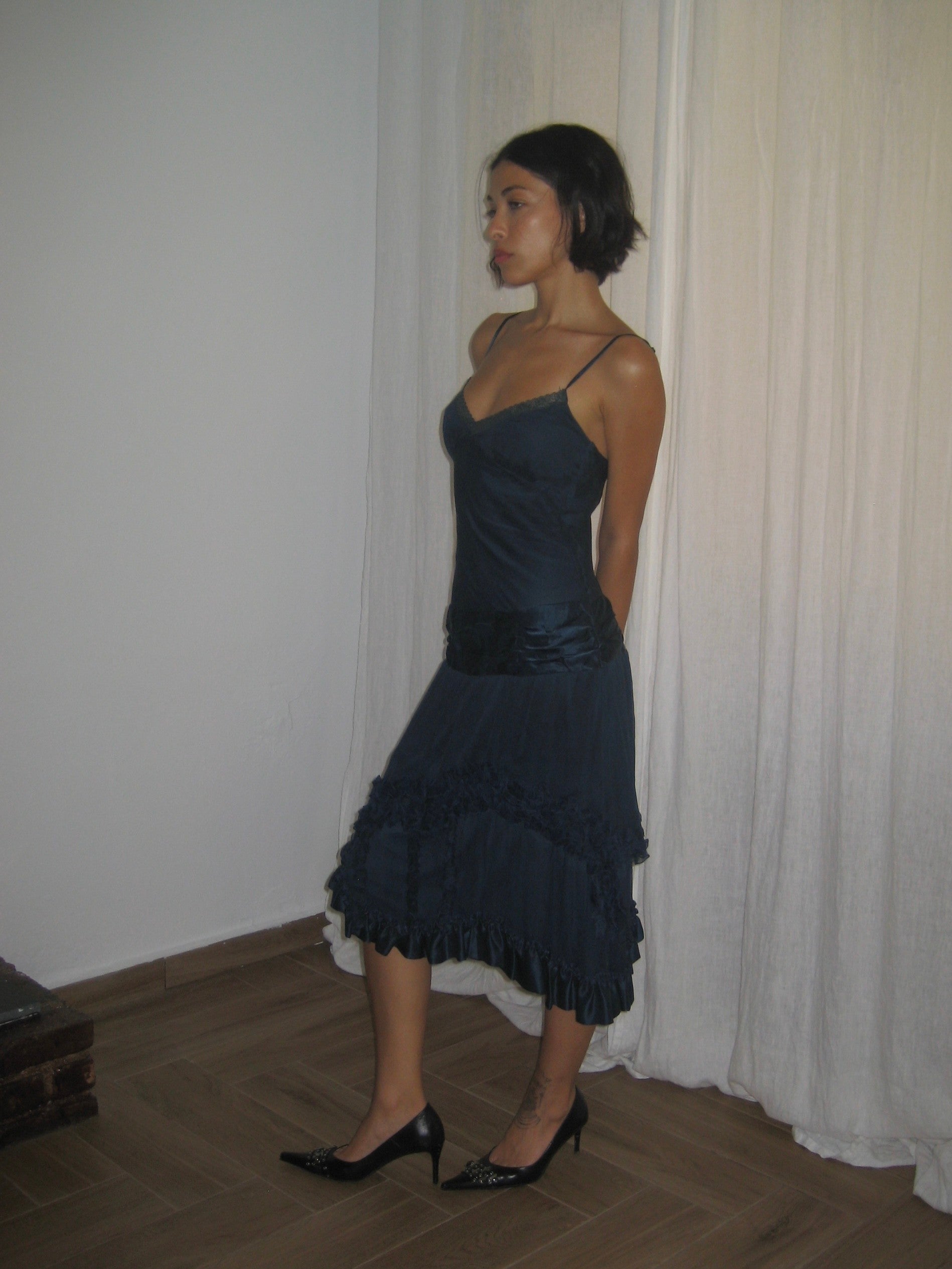 Navy Blue Silk Dress