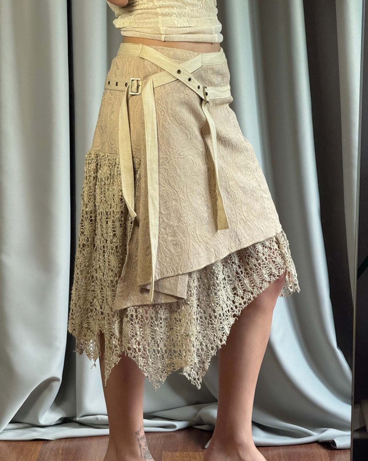 Asymmetrical Beige Skirt