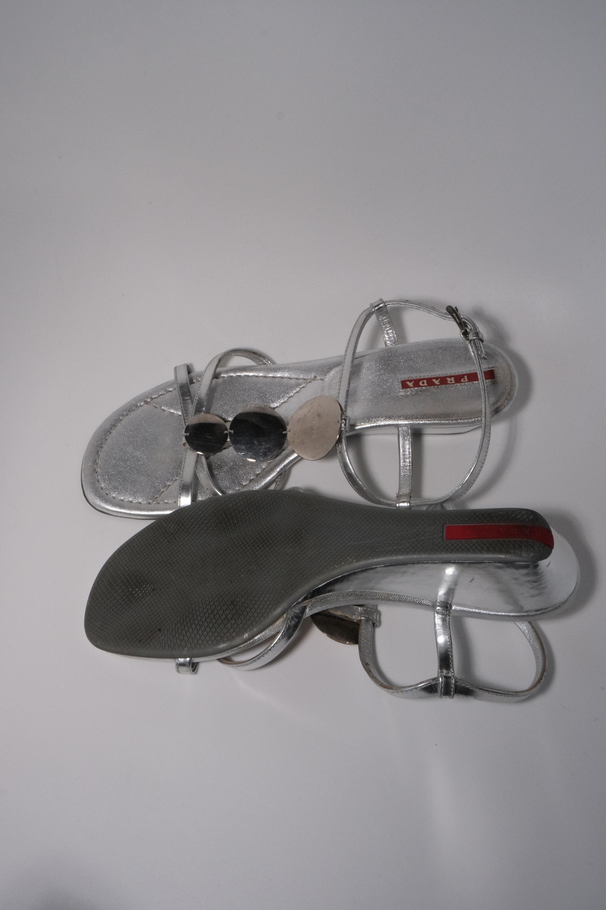 Prada Silver Sandals
