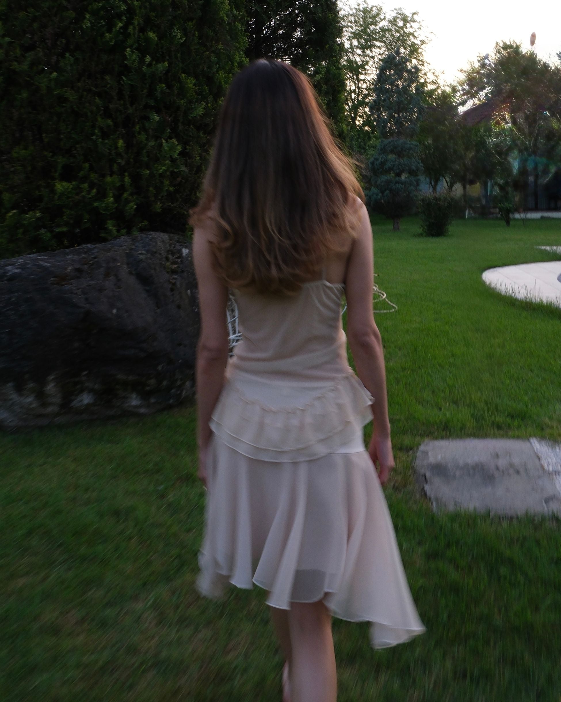 Cream Chiffon Skirt