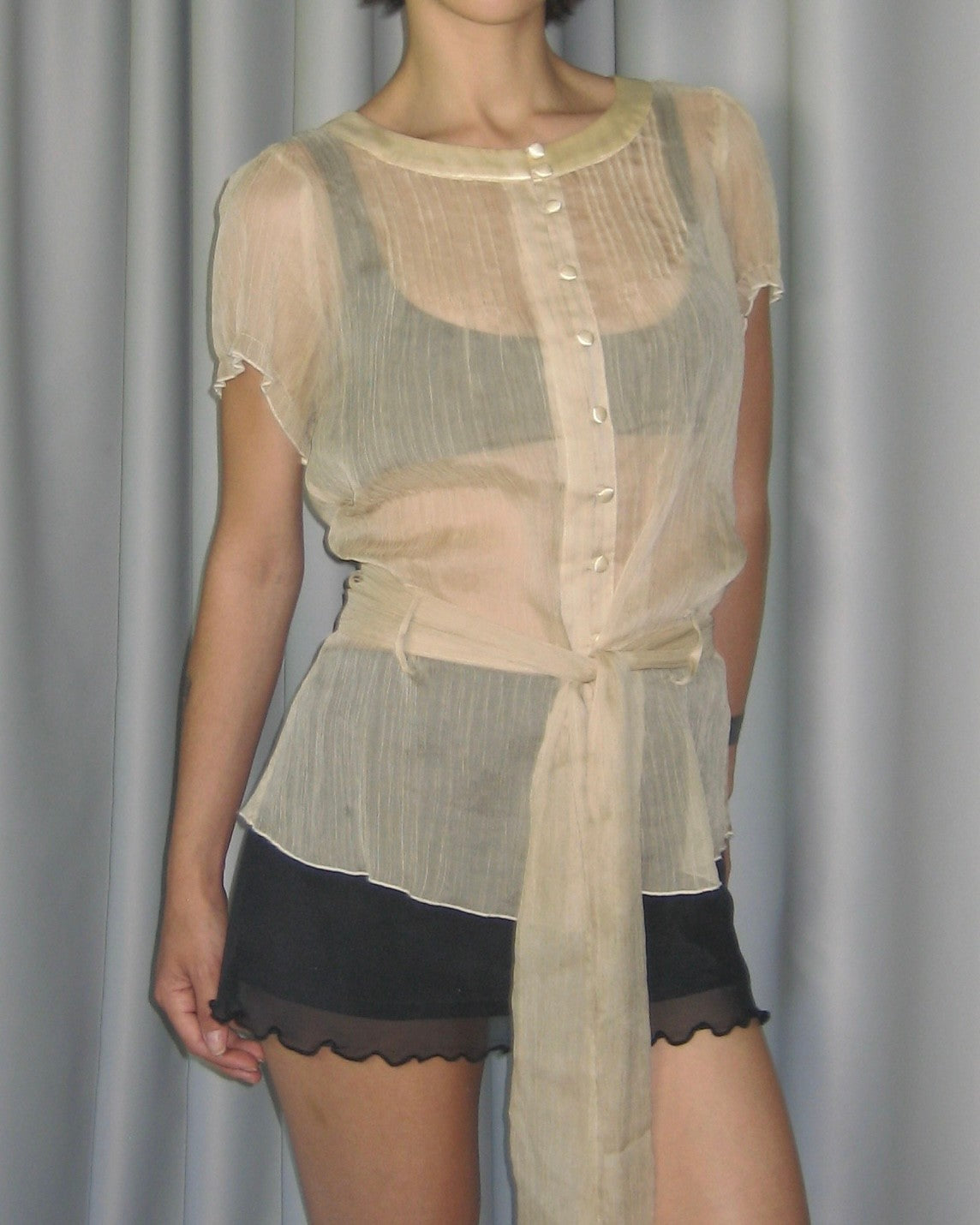 Belted Sheer Blouse