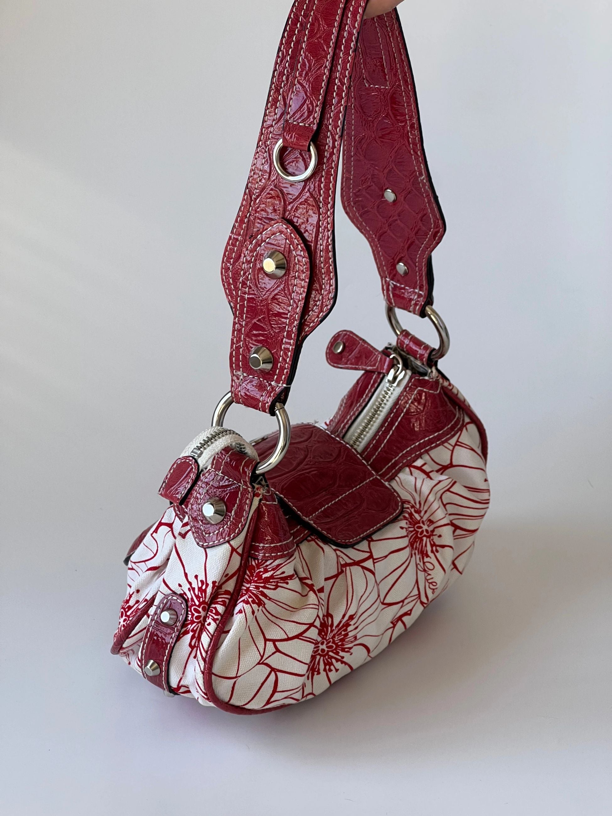 Floral Patterned Red Guess Bag