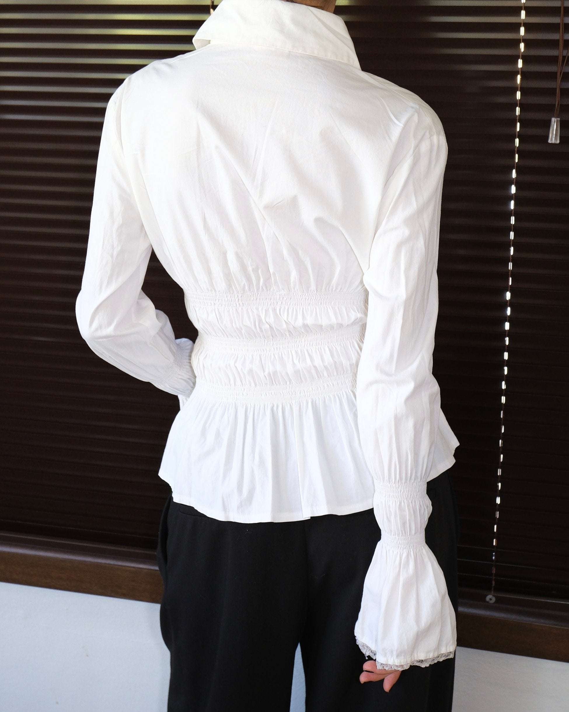 White Shirt with Gathered Detail