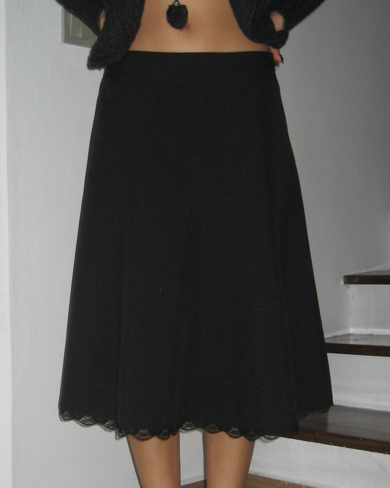 Black Skirt with Lace Detail