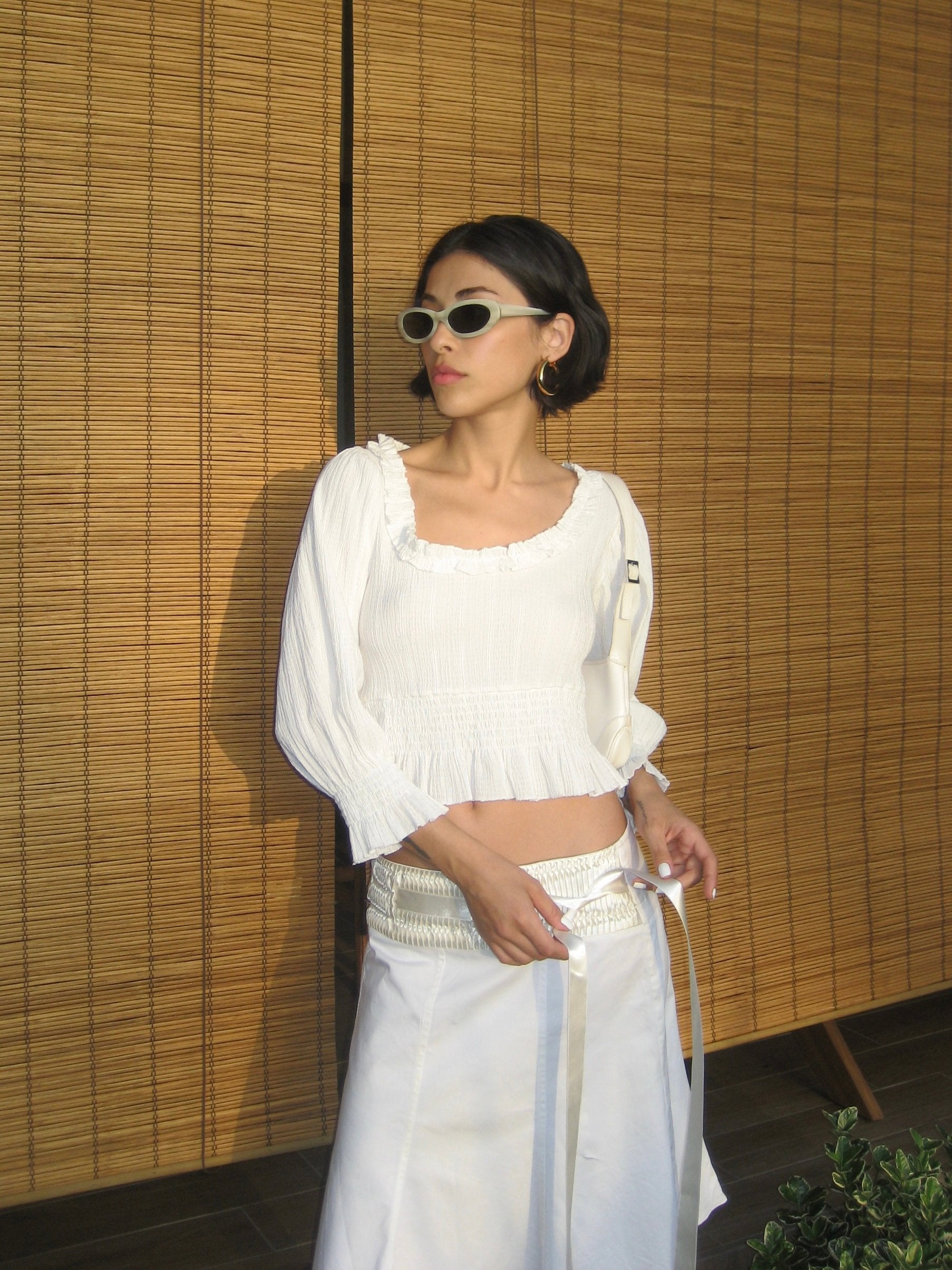 Gathered White Blouse