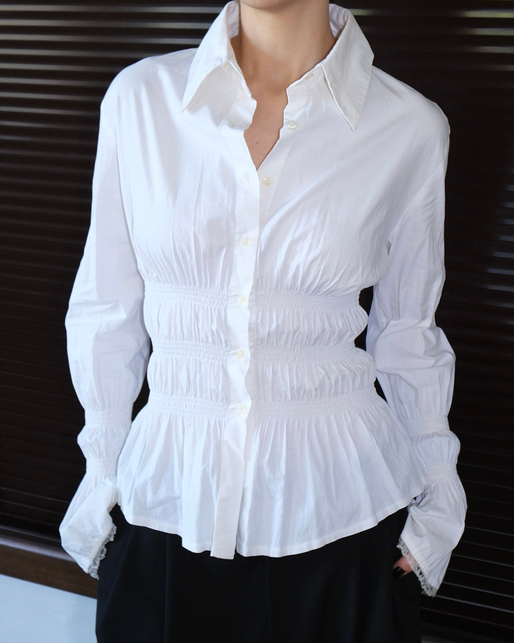 White Shirt with Gathered Detail