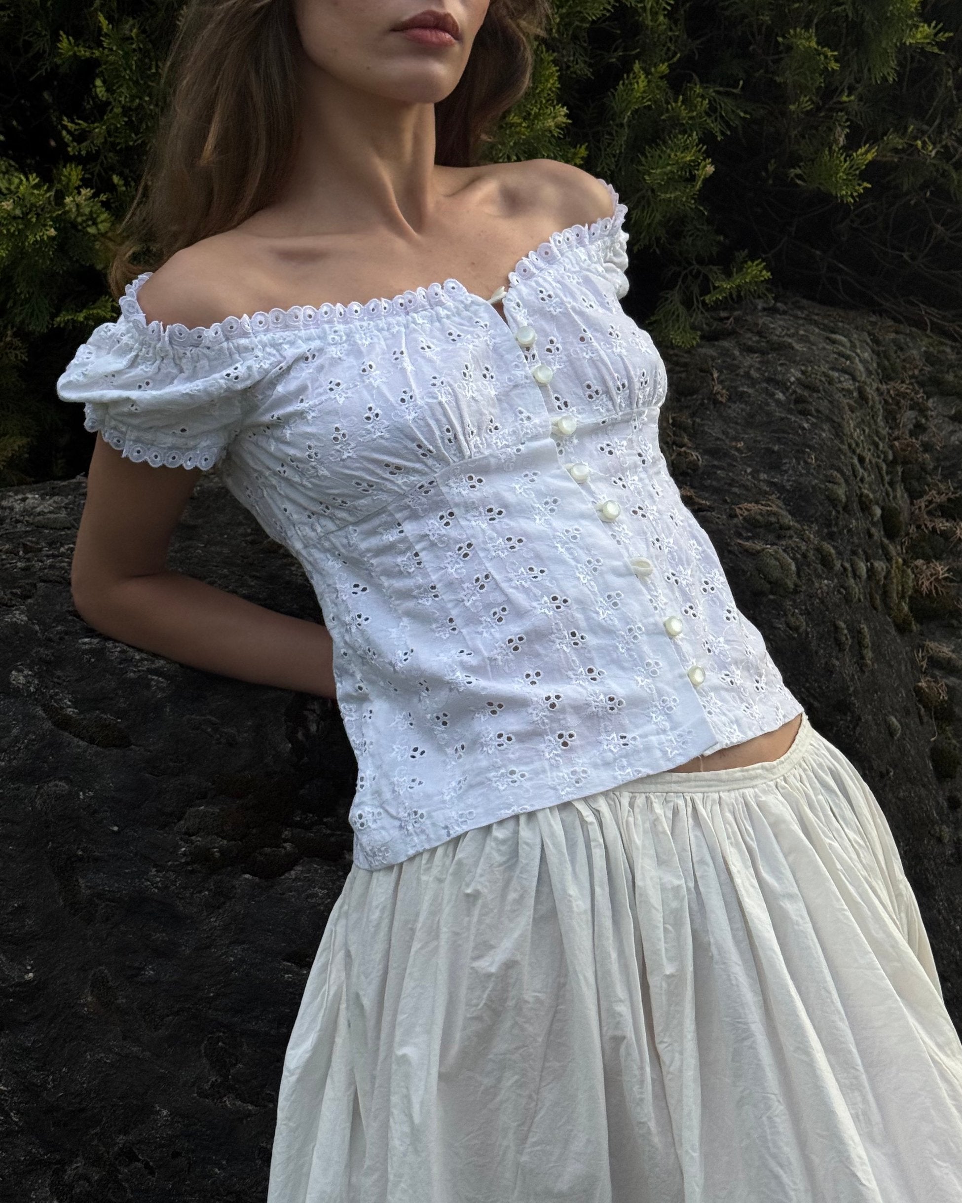 Scallop Button Blouse