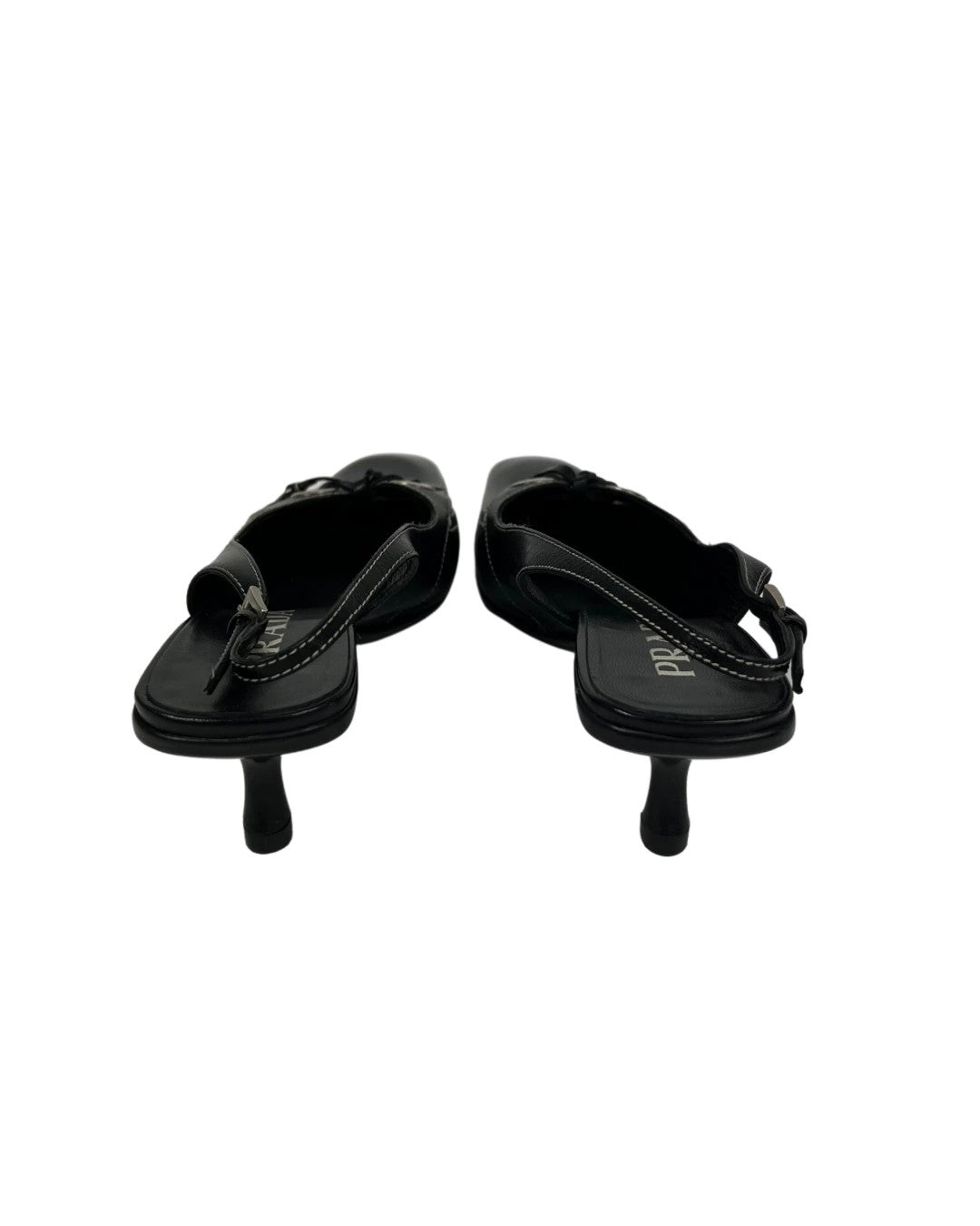 Prada Eyelet Detailed Black Sandals