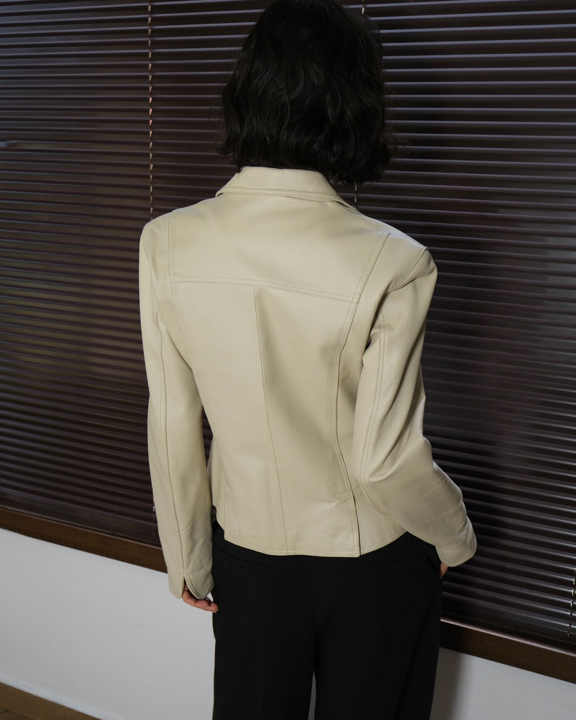 Cream Leather Jacket