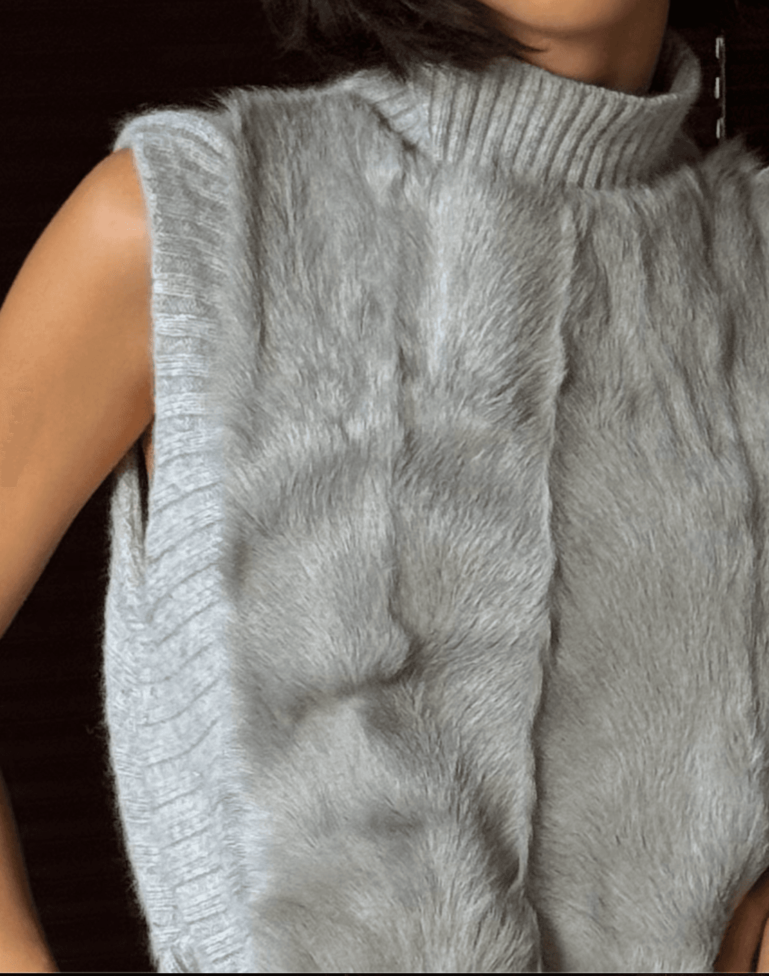 Fur Detailed Wool Sweater