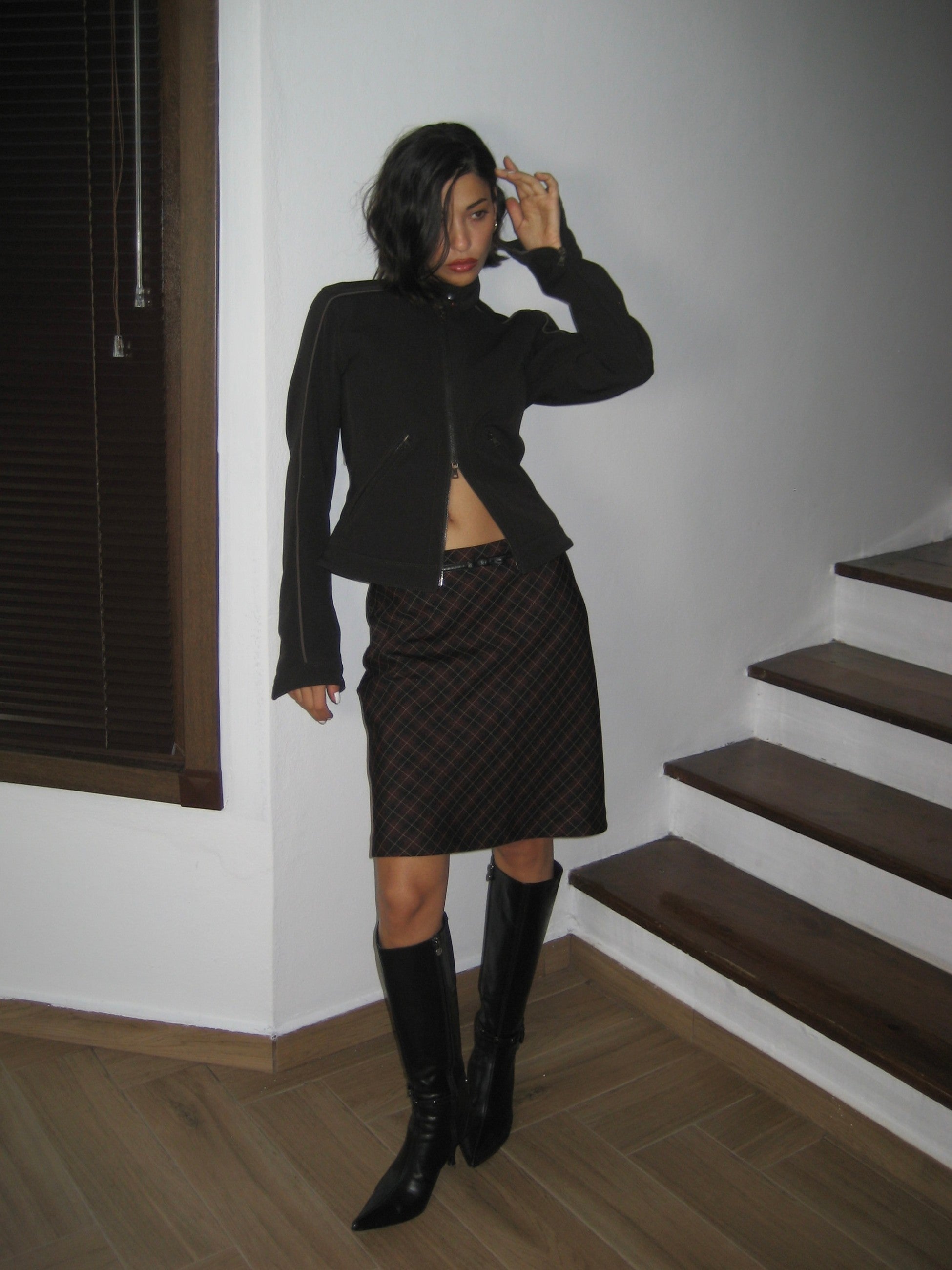 Plaid Burgundy Skirt