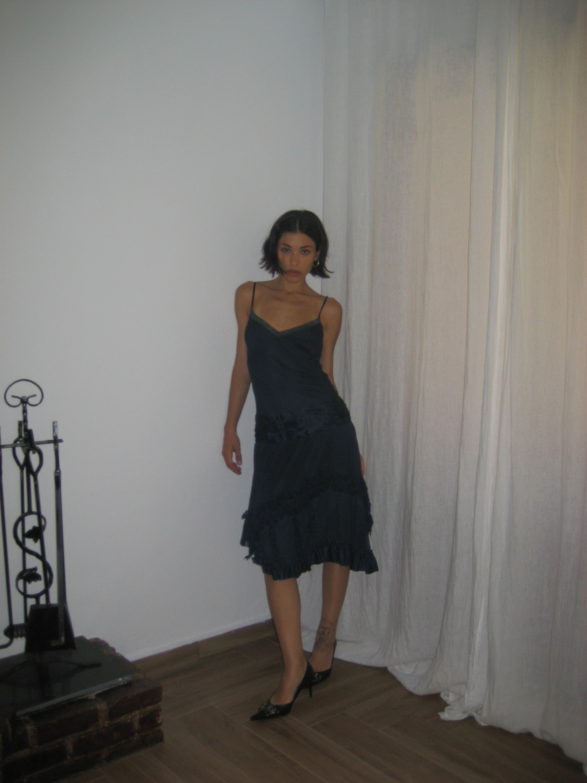 Navy Blue Silk Dress