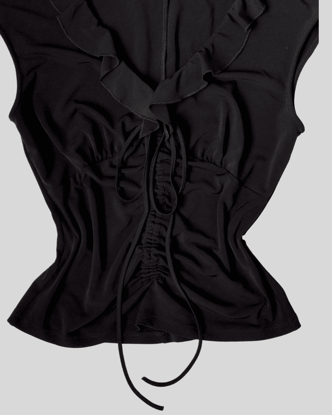Black Blouse with Gathered Detail