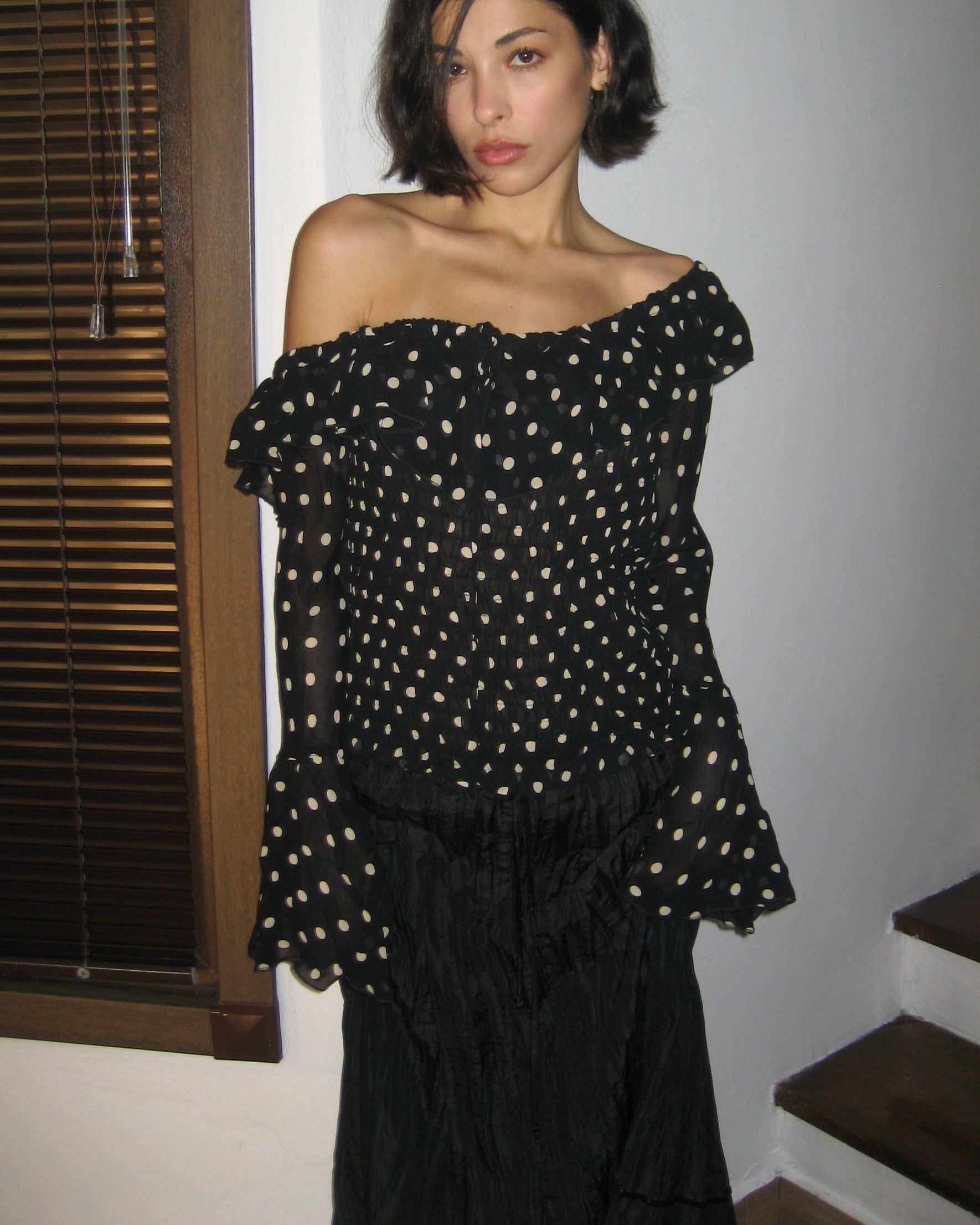 Polka Dot Chiffon Blouse
