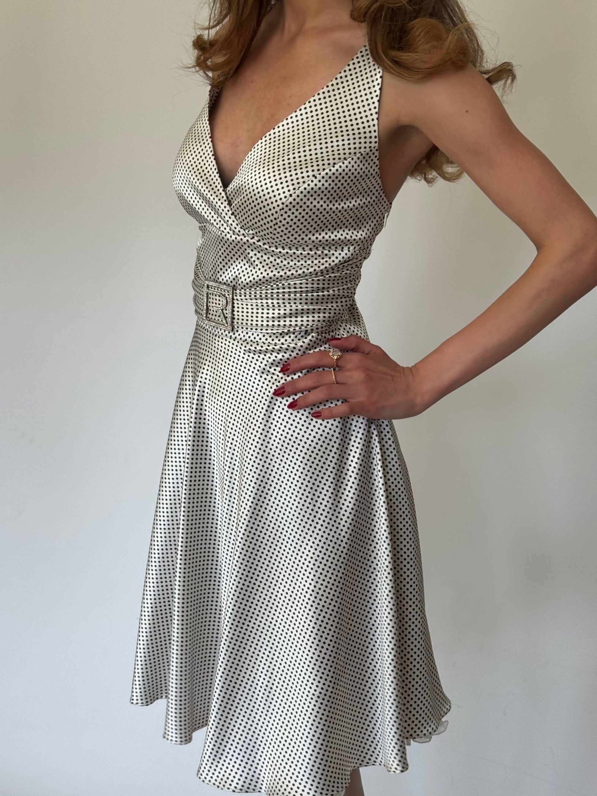Polka Dot Dress with Belt Detail