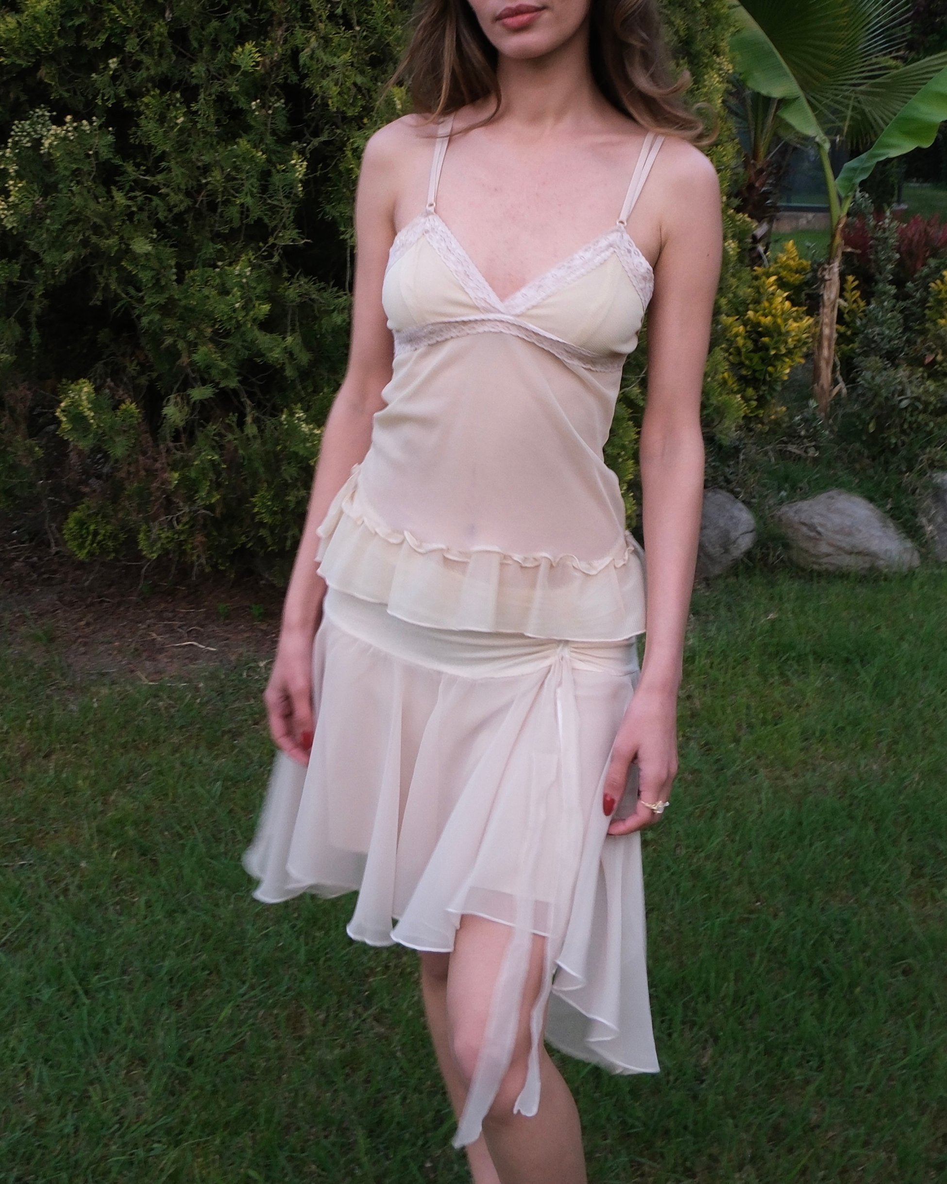 Cream Chiffon Skirt