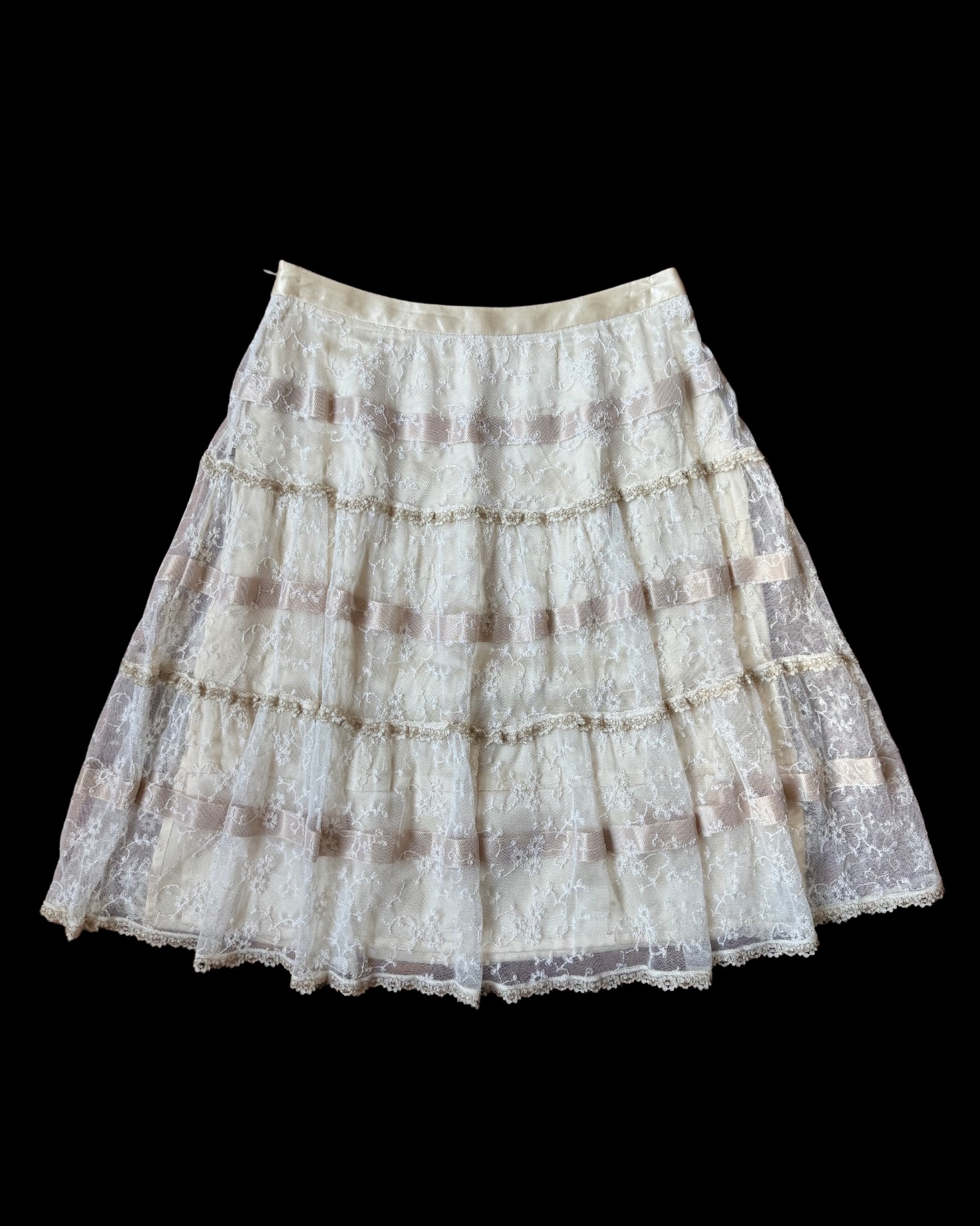Cream Skirt with Lace Detail