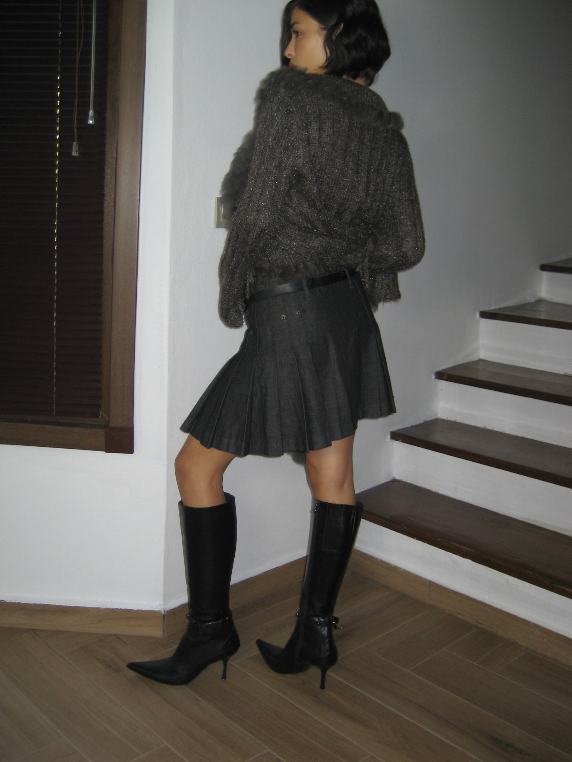 Belted Anthracite Skirt