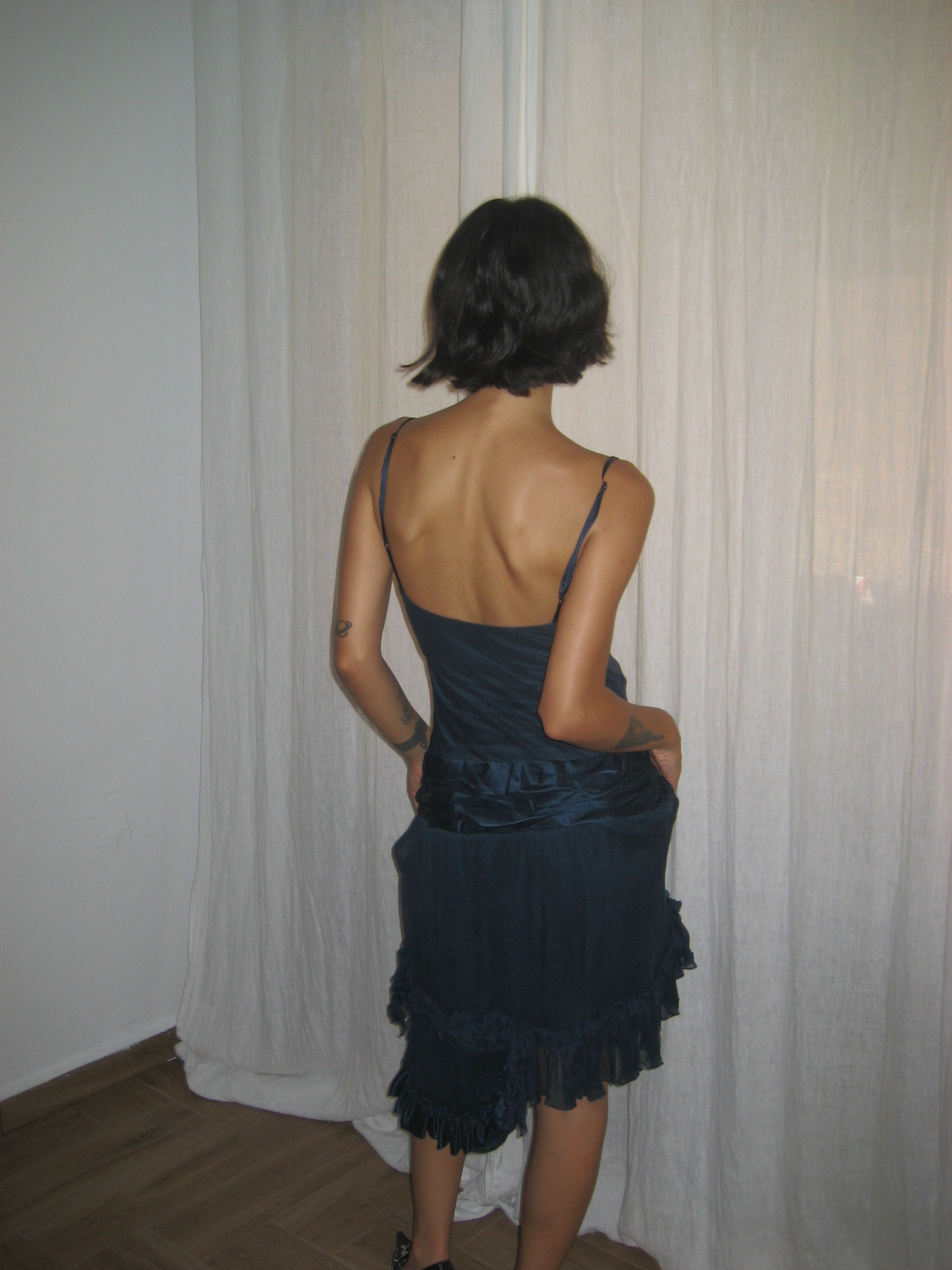 Navy Blue Silk Dress