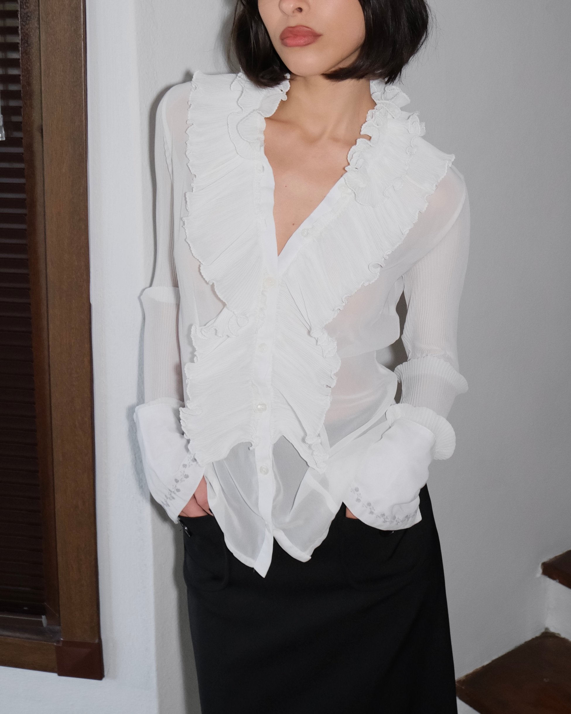 Chiffon Shirt with Ruffle Detail