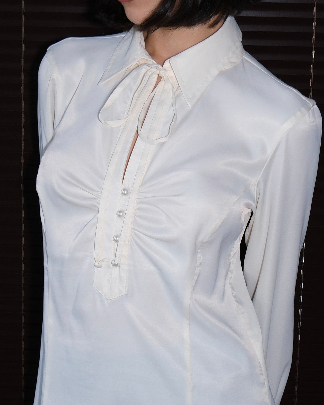 Cream Shirt with Pearl Details