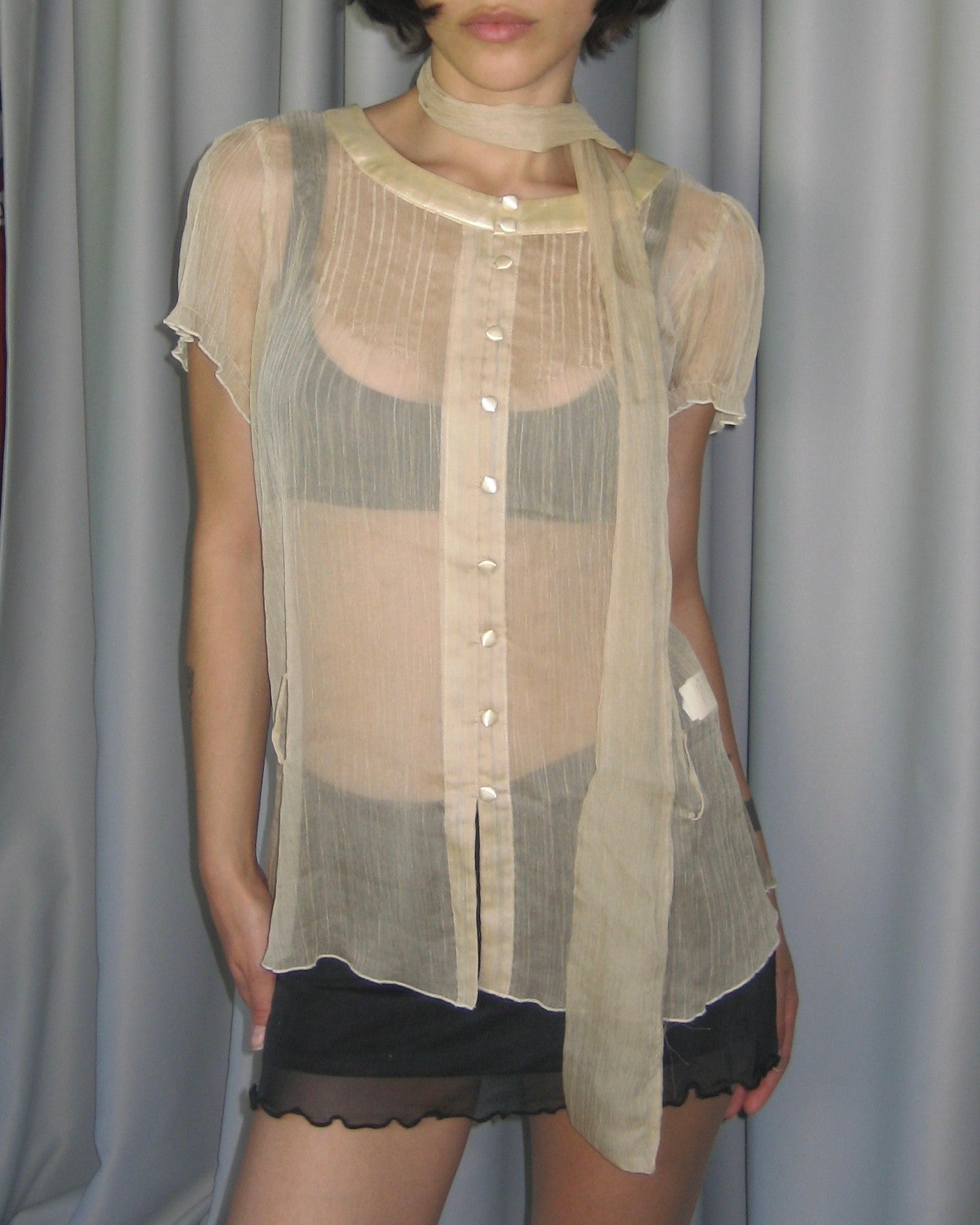 Belted Sheer Blouse